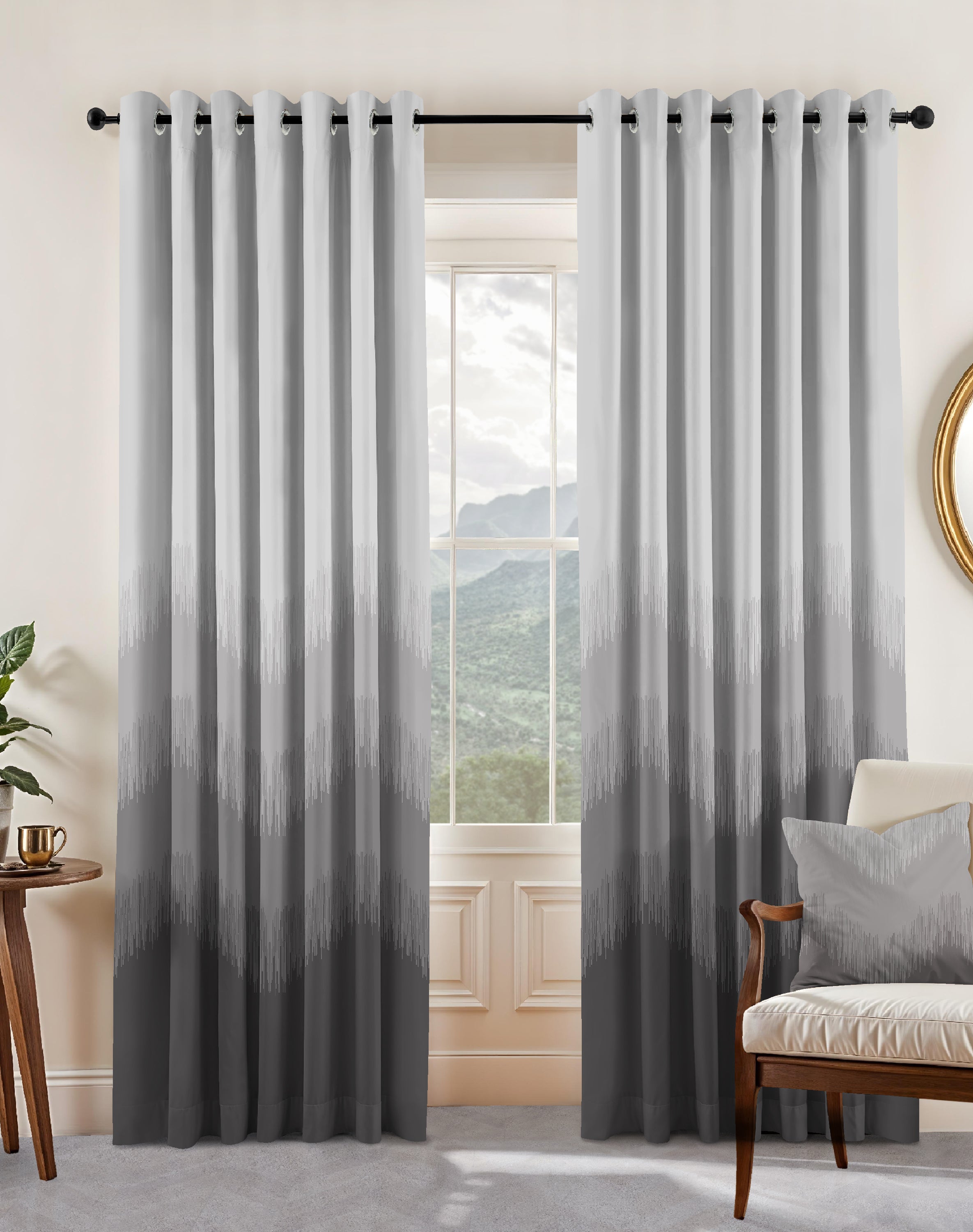 KIVO DARK STONE DIGITAL PRINTED BLACKOUT CURTAINS