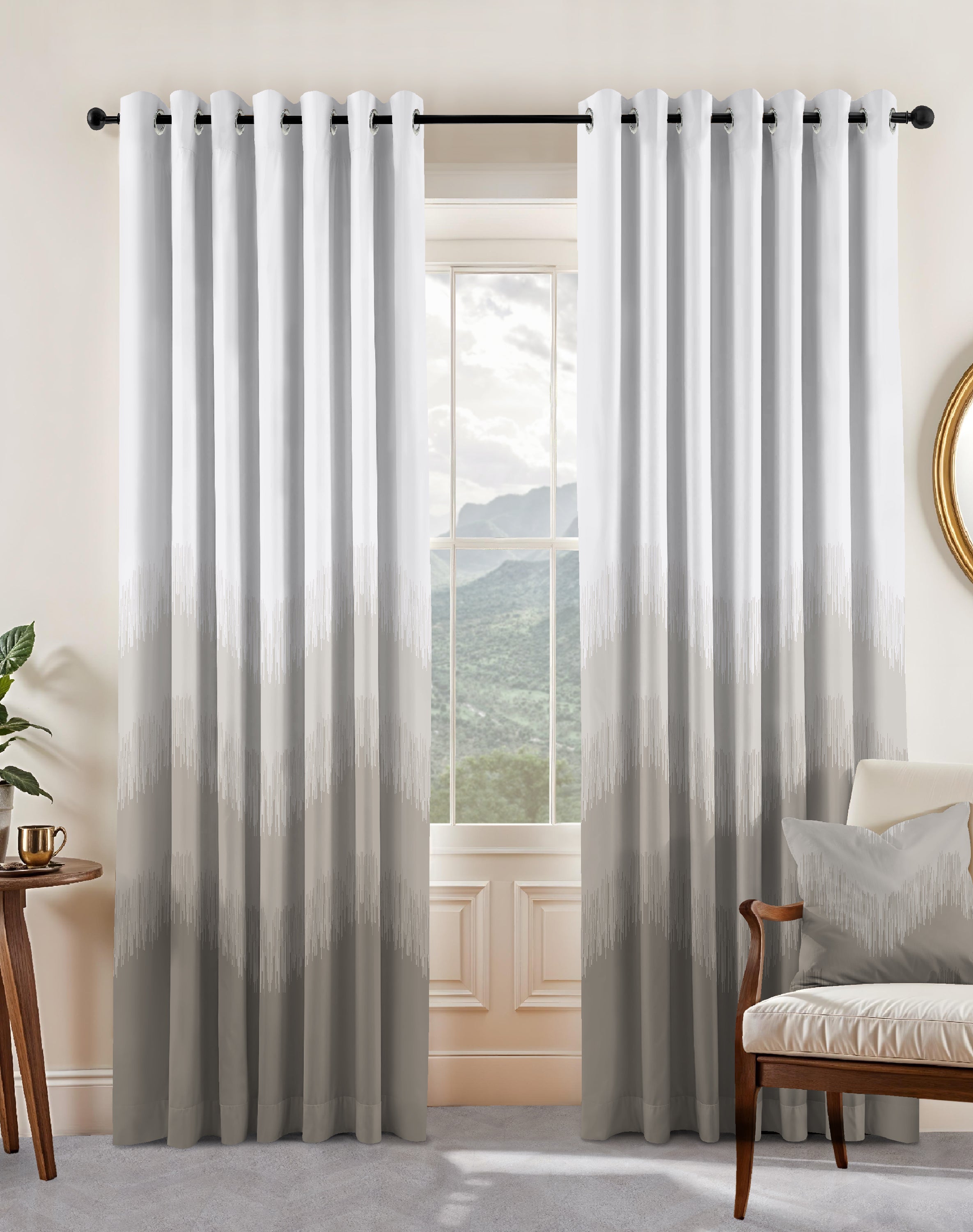 KIVO LIGHT STONE DIGITAL PRINTED BLACKOUT CURTAINS