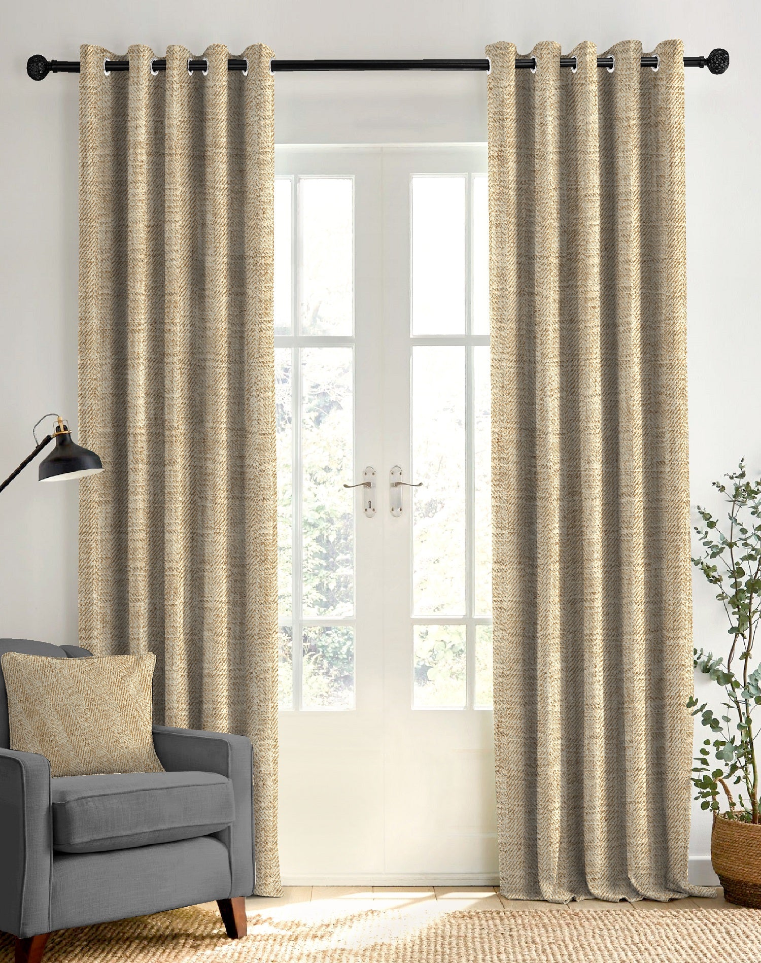 TEXTURA MUSTARD DIGITAL PRINTED BLACKOUT CURTAINS