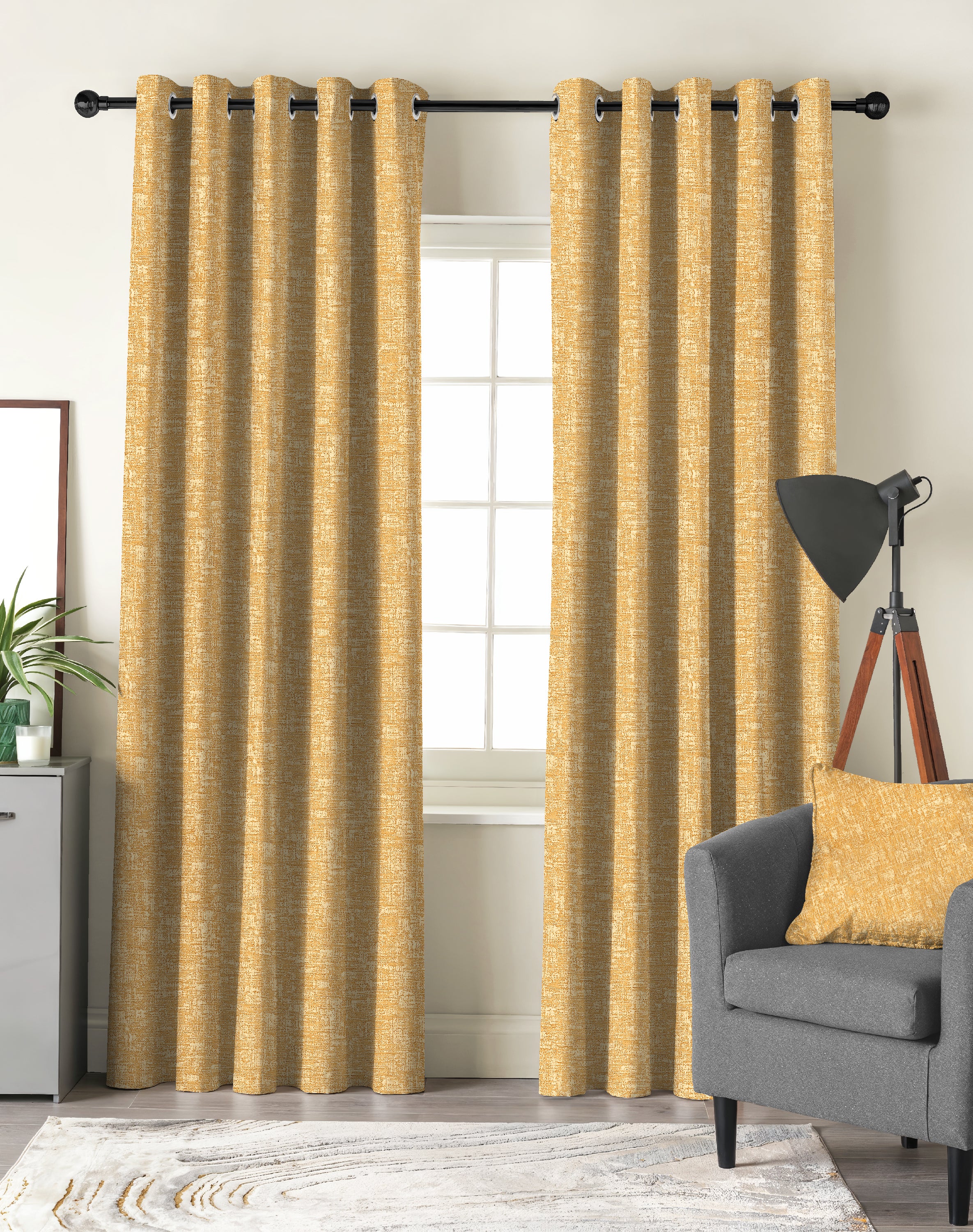 LIVA MUSTARD DIGITAL PRINTED BLACKOUT CURTAINS