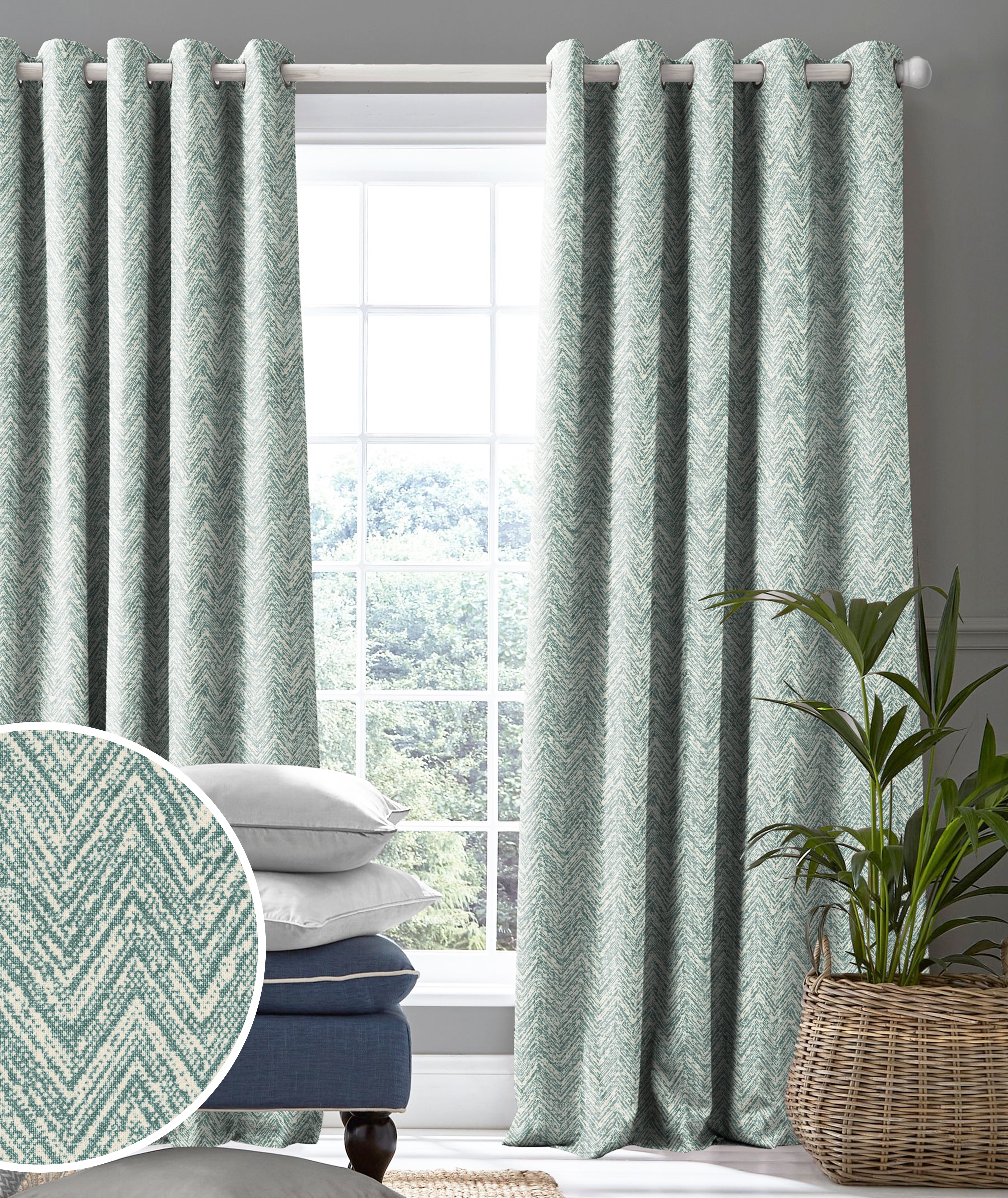 SONORA SEAGREEN PRINTED BLACKOUT CURTAIN