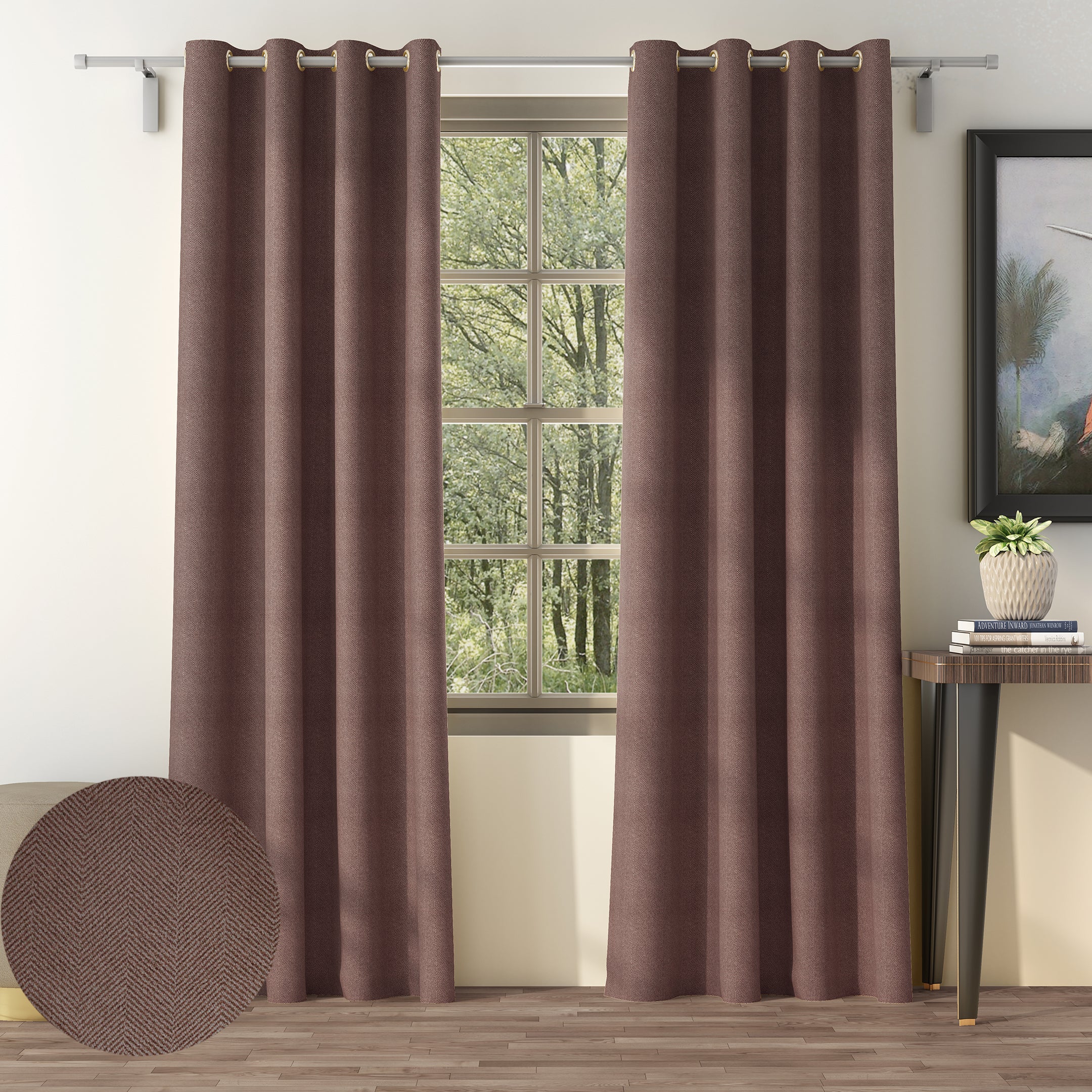 HERRINGBONE STONE BLACKOUT CURTAINS