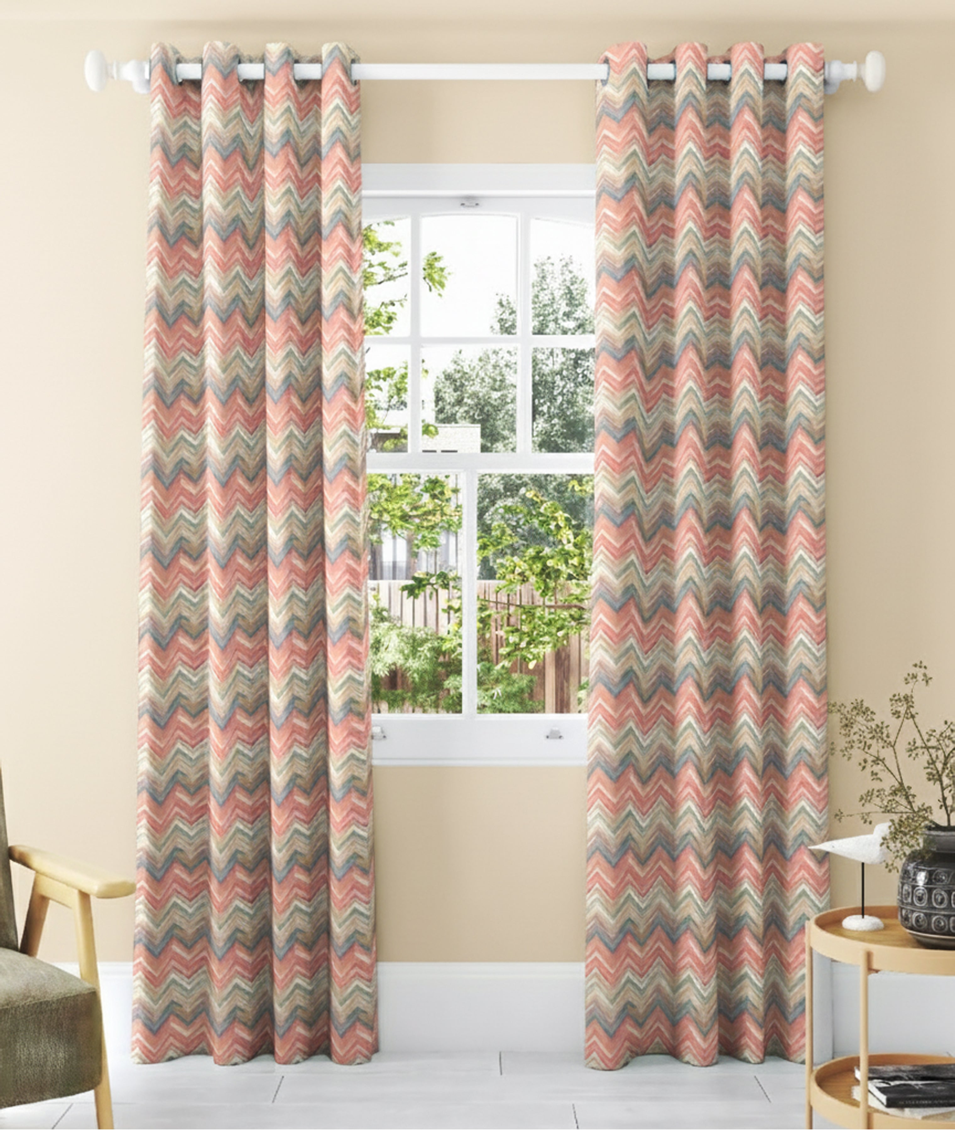 BRINN MATTY PINK PRINTED ROOM DARKENER CURTAIN