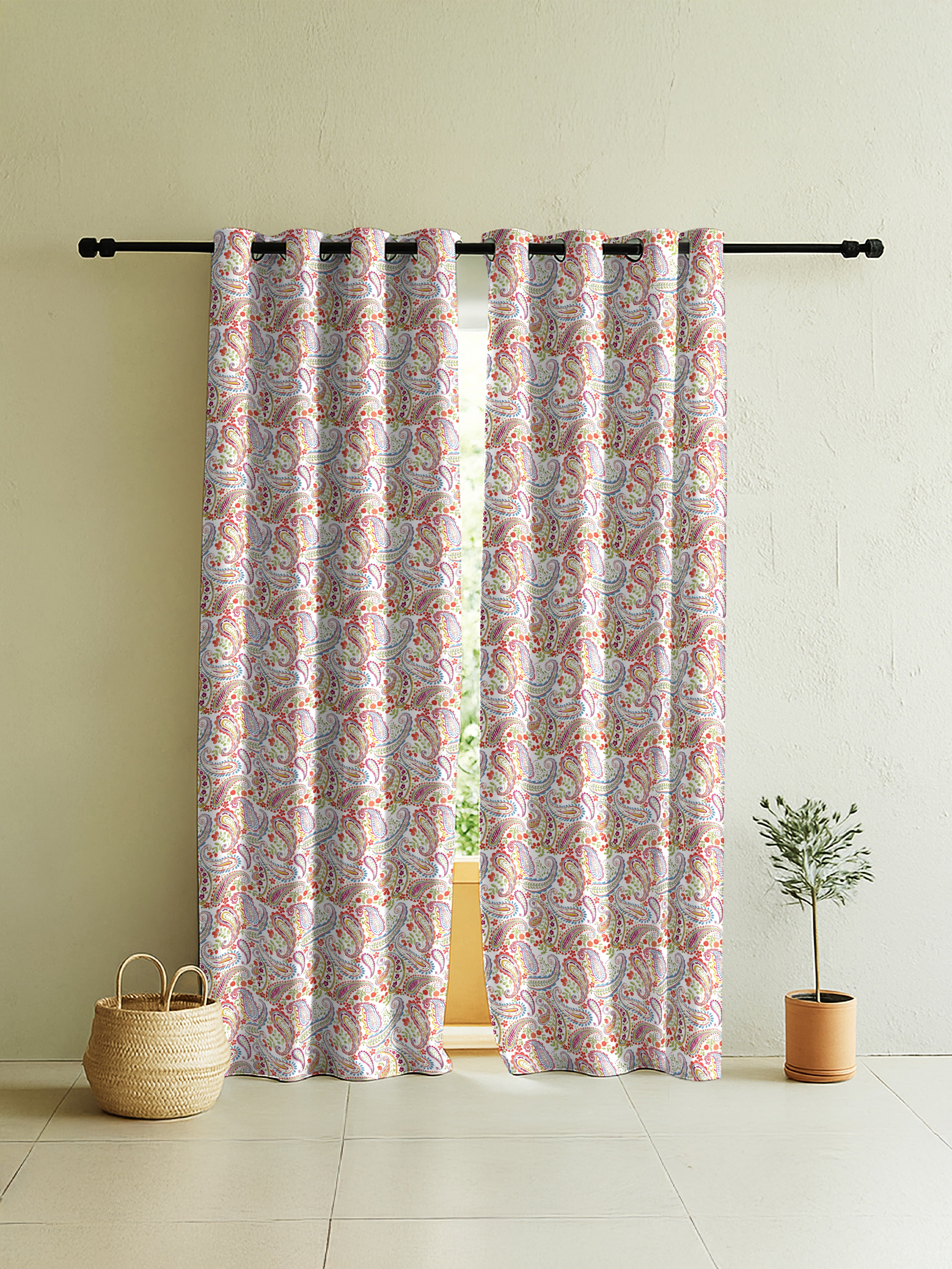 PANAMA MATTY RED PRINTED ROOM DARKENER CURTAIN