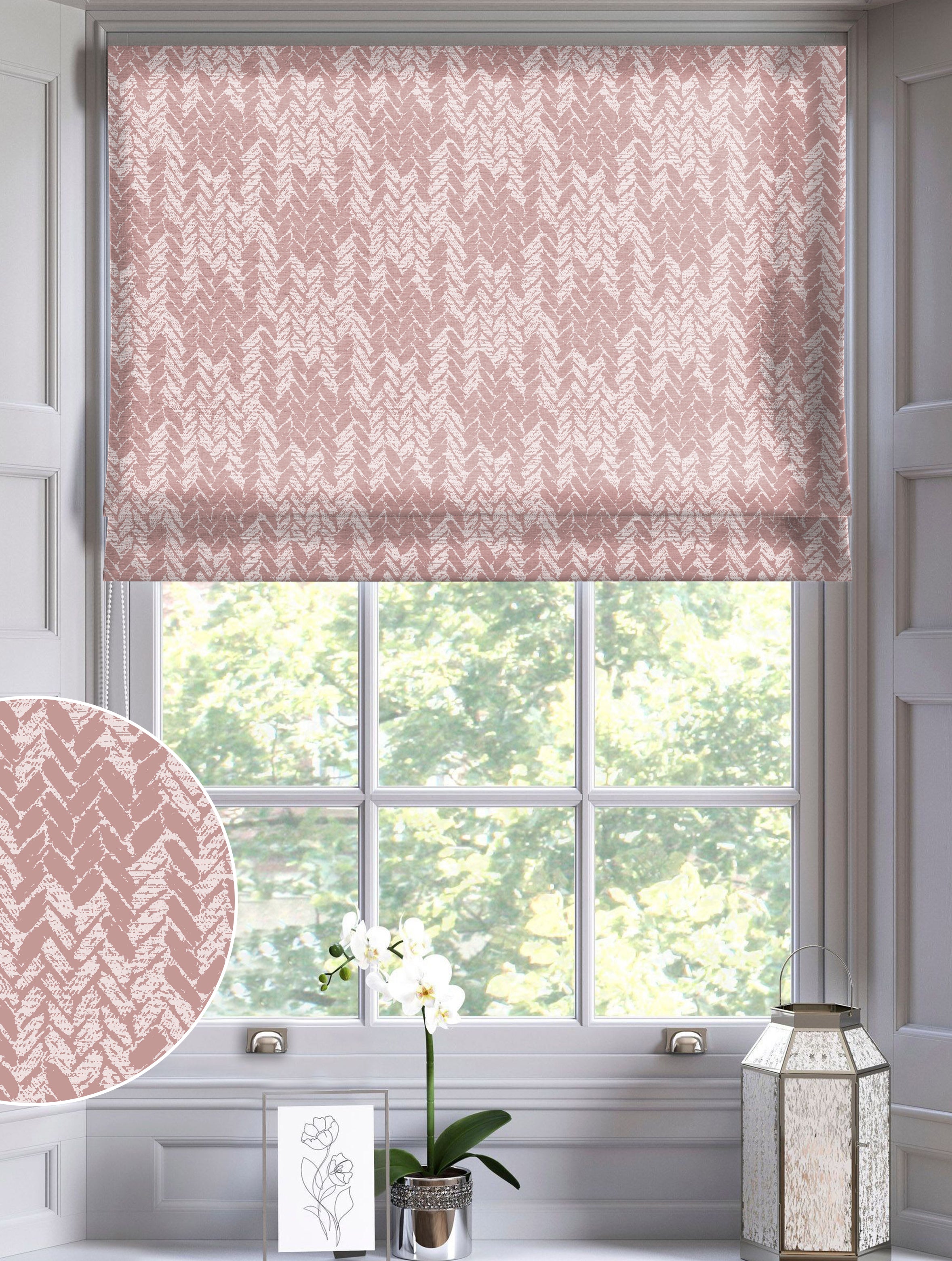 EDINA PINK READY MADE ROMAN BLIND