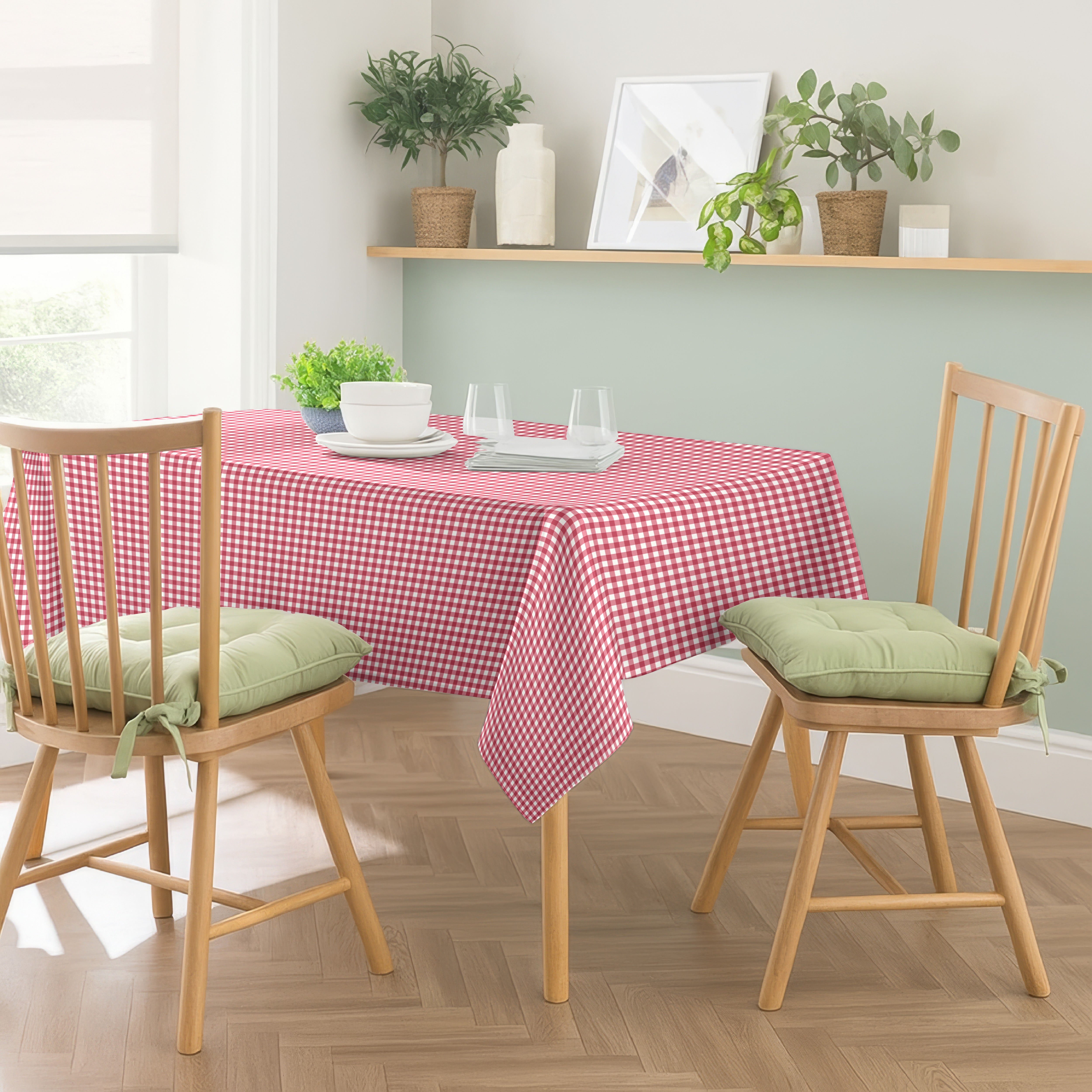 GINGHAM CHECKS RED TABLE CLOTH