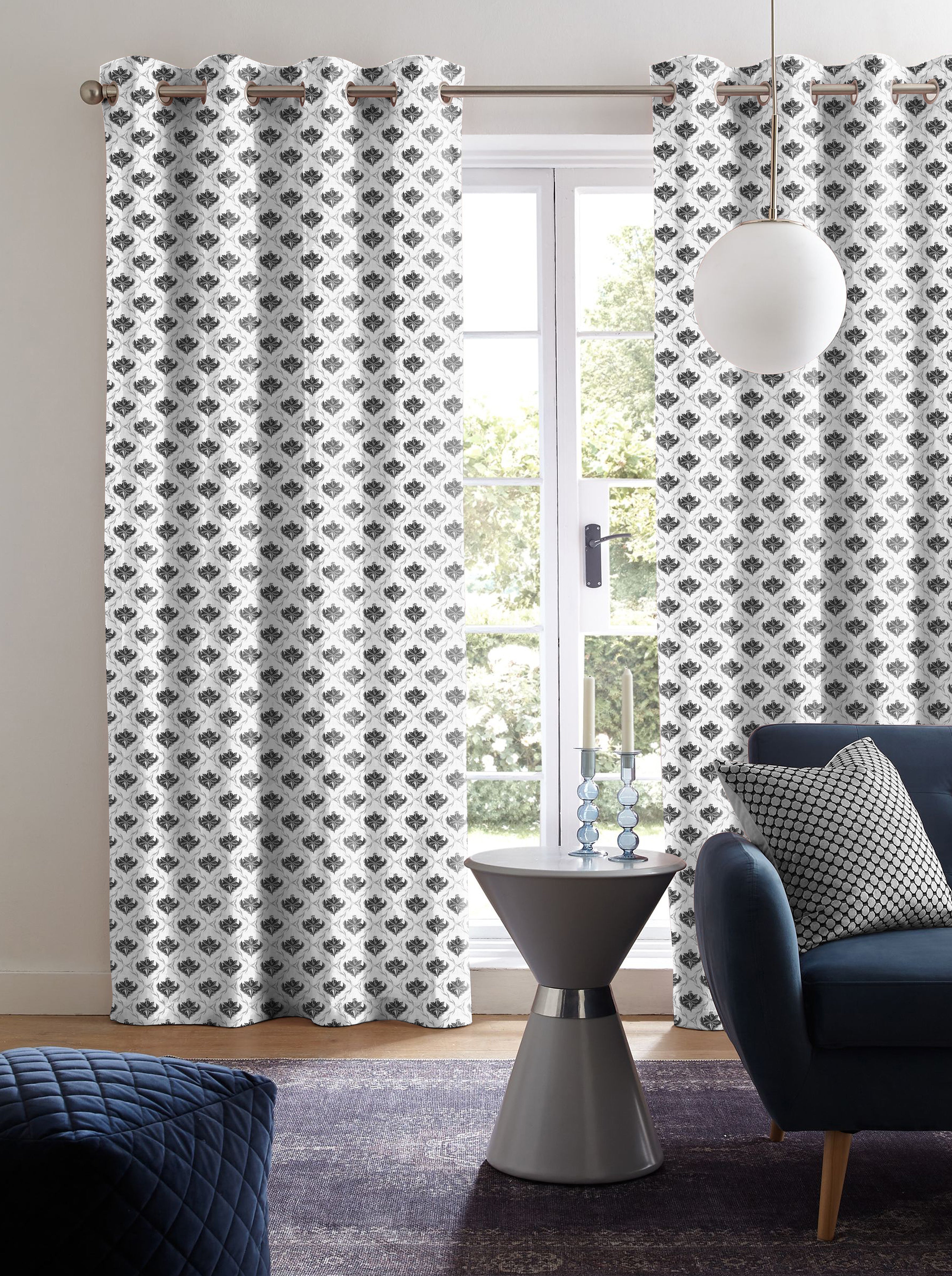 CHURCHGATE SOFT GREY ROOM DARKENING PRINTED CURTAIN