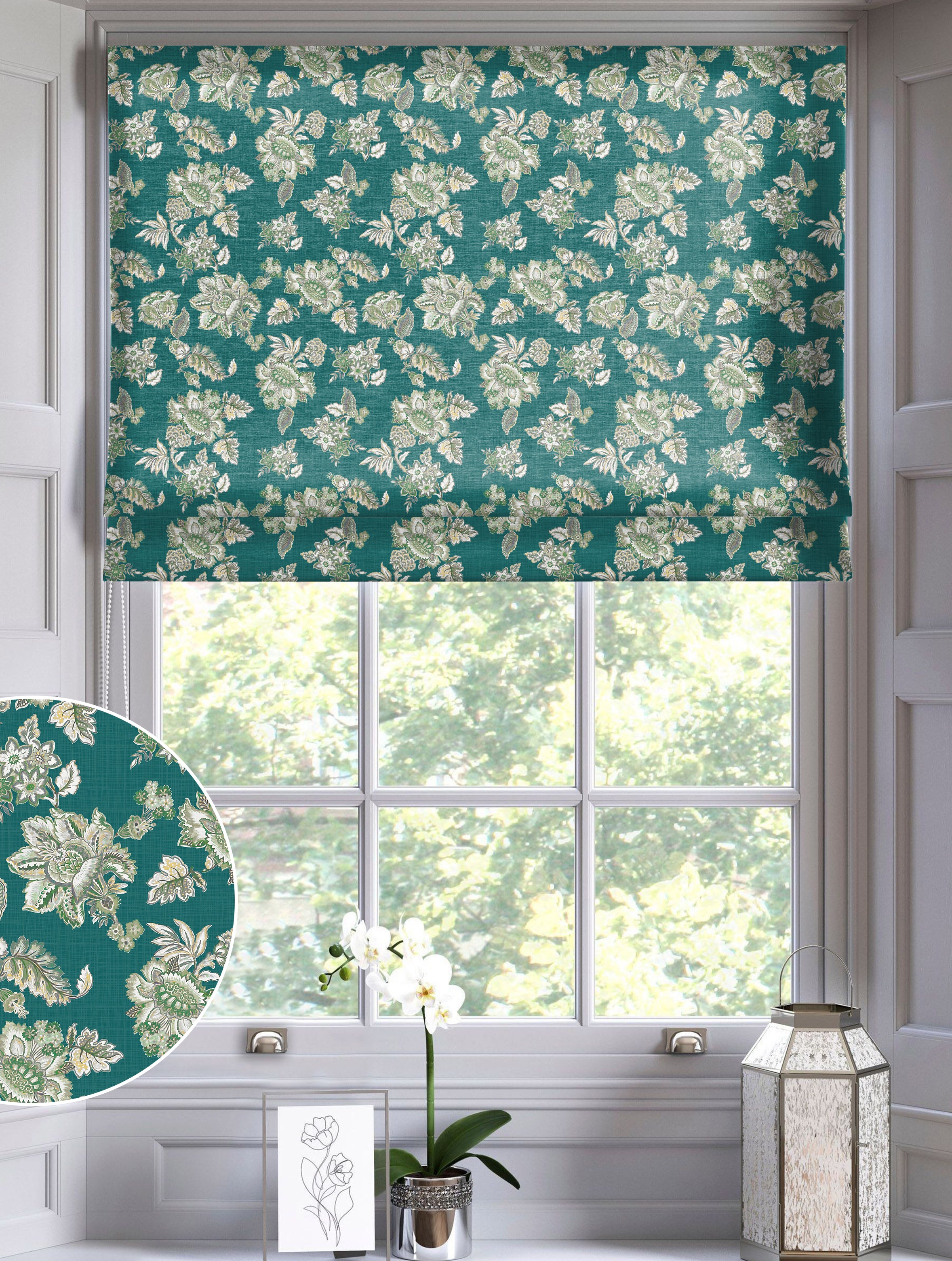 ANZIO TEAL READY MADE ROMAN BLIND