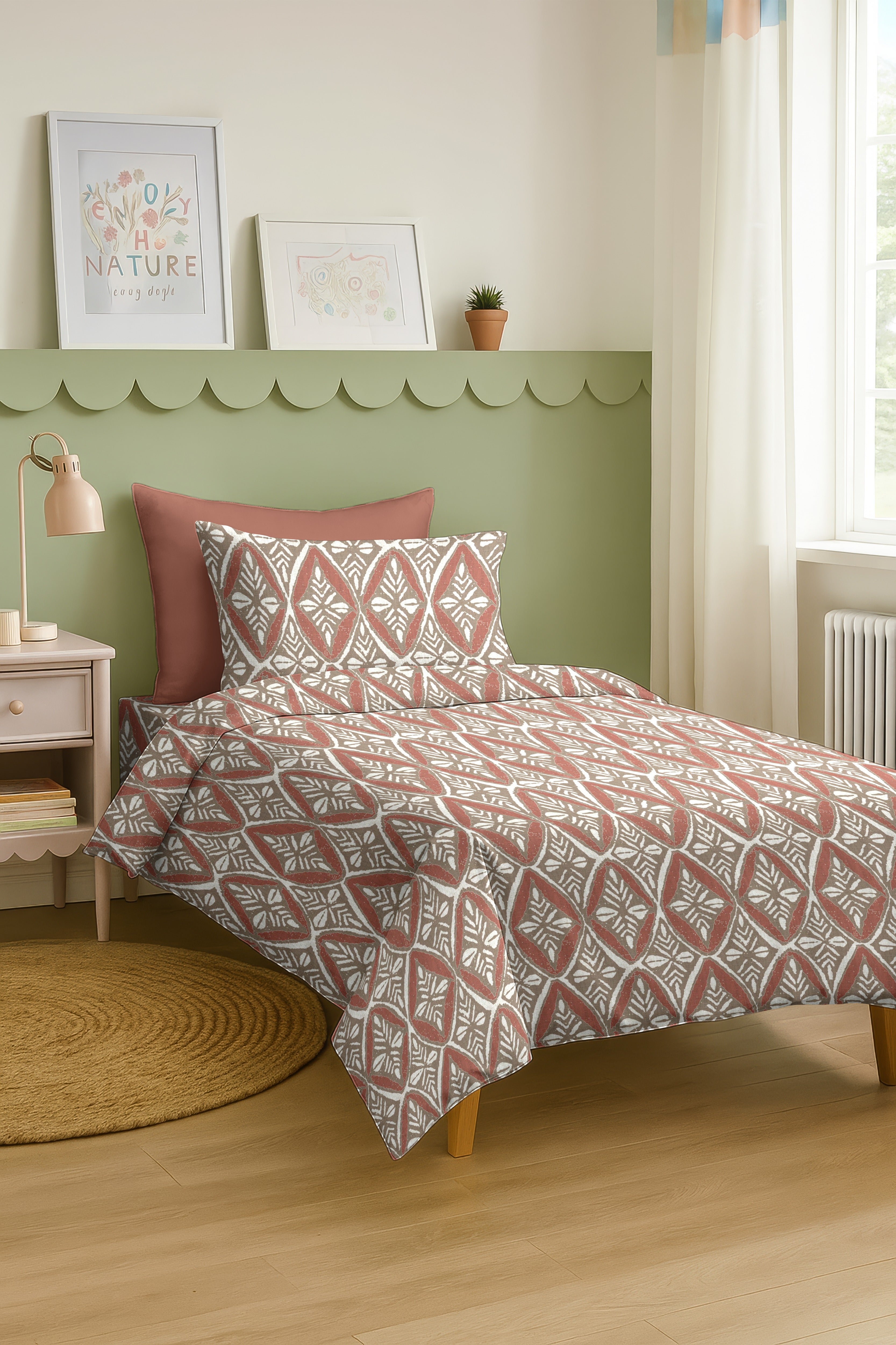 EMERSON RED BEDSHEET WITH PILLOWCOVER
