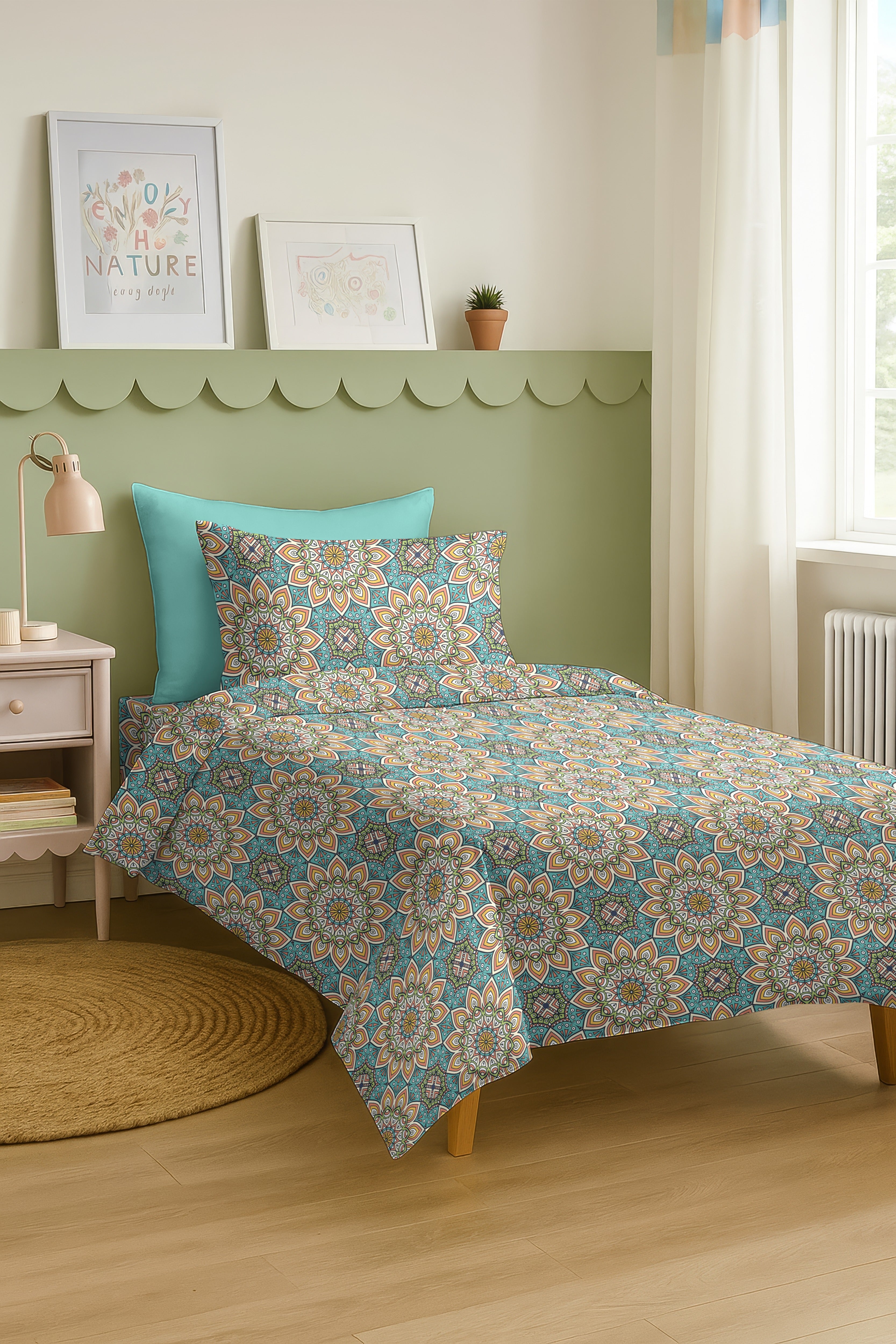 SALEM SKYBLUE BEDSHEET WITH PILLOWCOVER