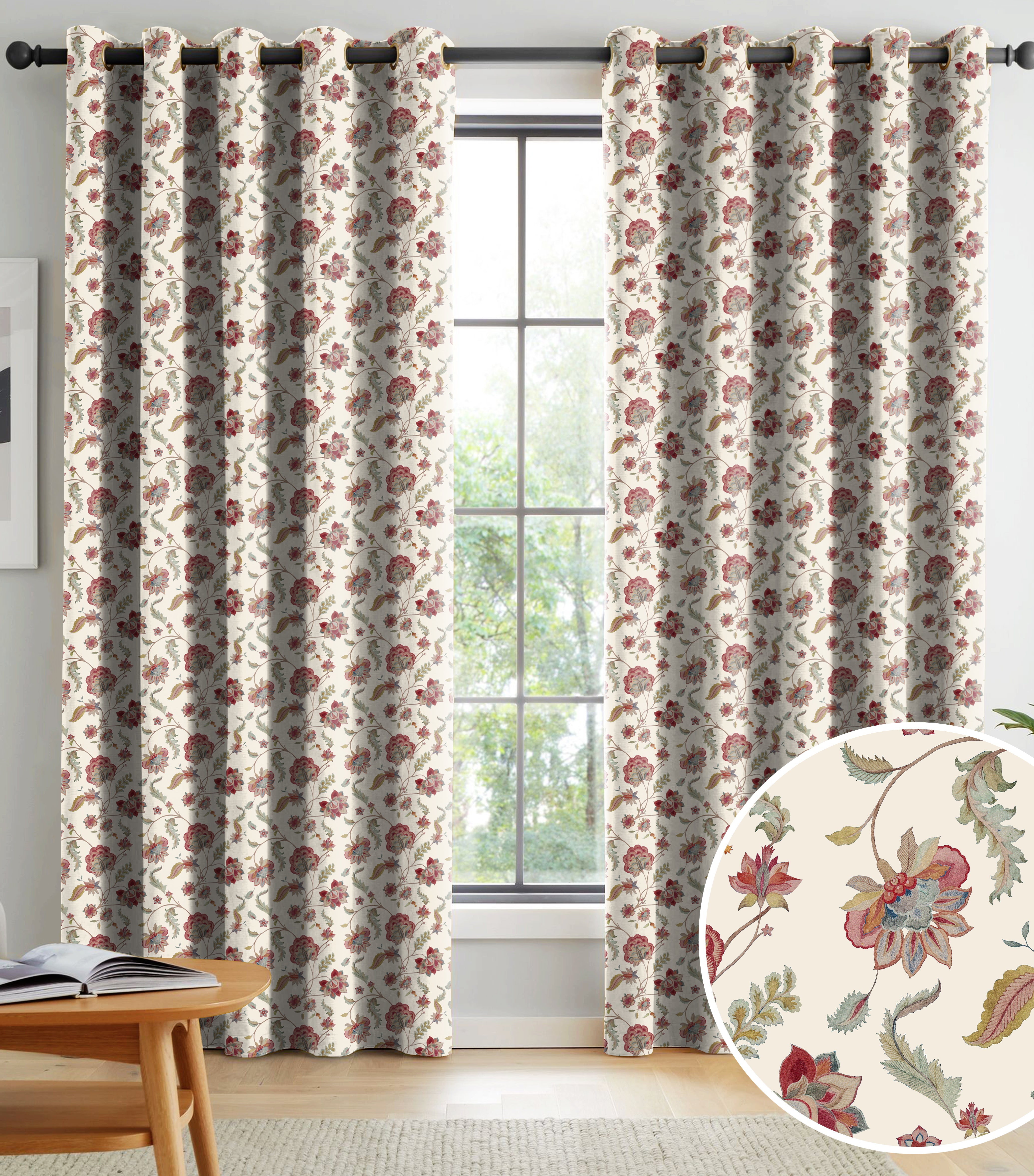 ASHFORD ANTHEM RED ROOM DARKENING PRINTED CURTAIN