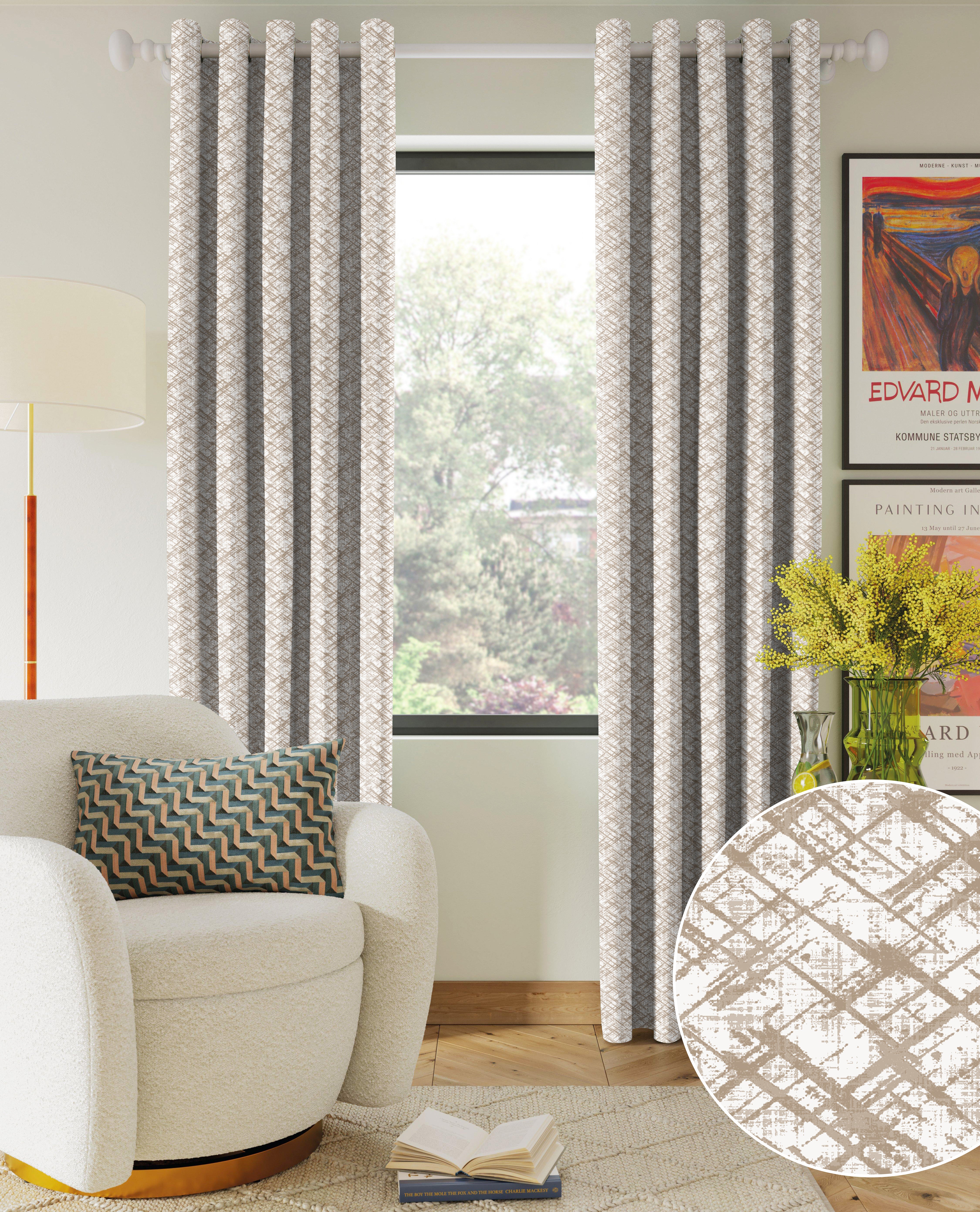 DITSY BROWN PRINTED BLACKOUT CURTAIN