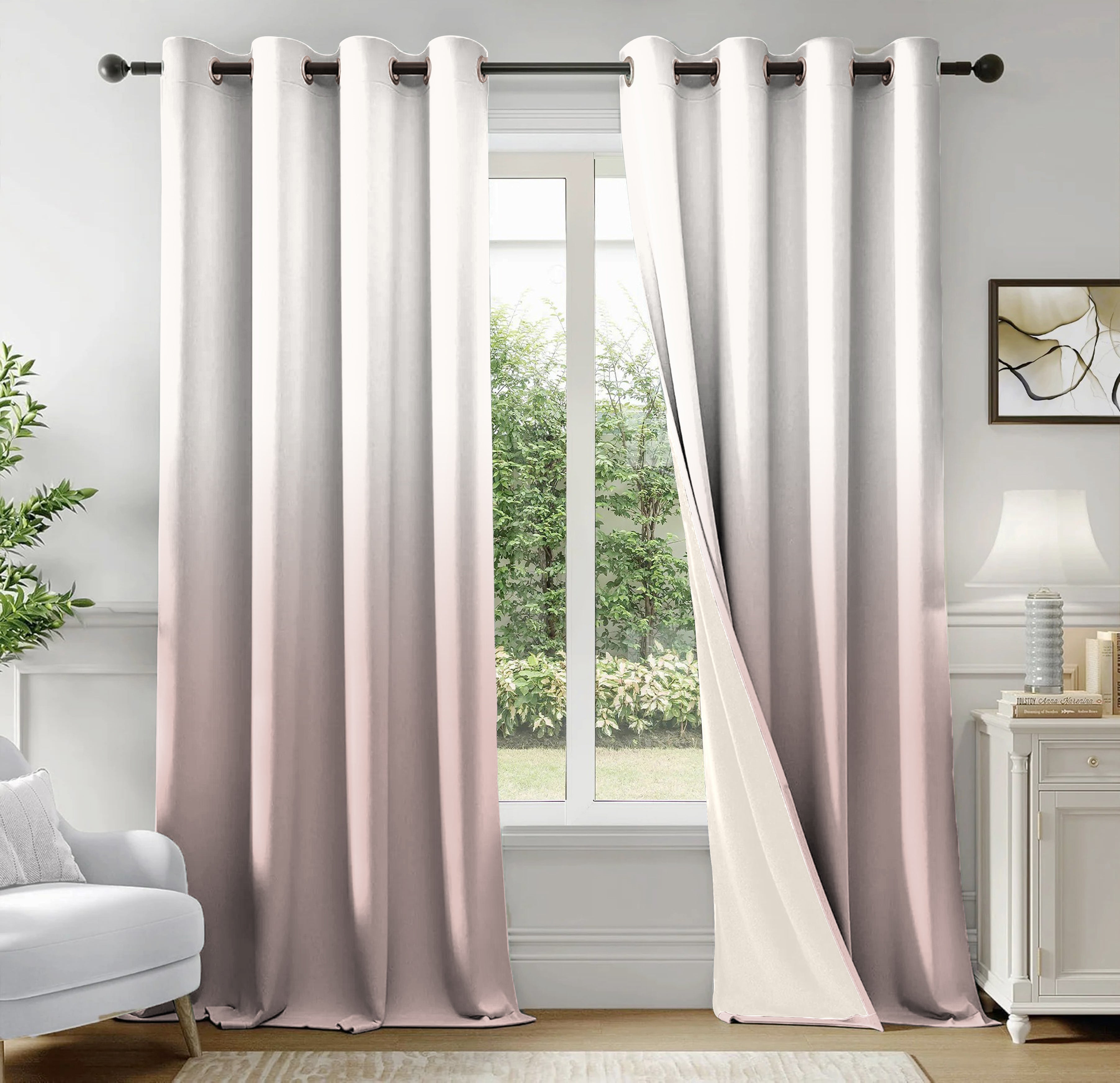 AREZZO BABY PINK PRINTED BLACKOUT CURTAIN