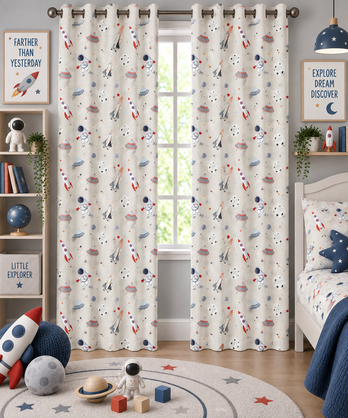 Space Adventure Printed Curtain