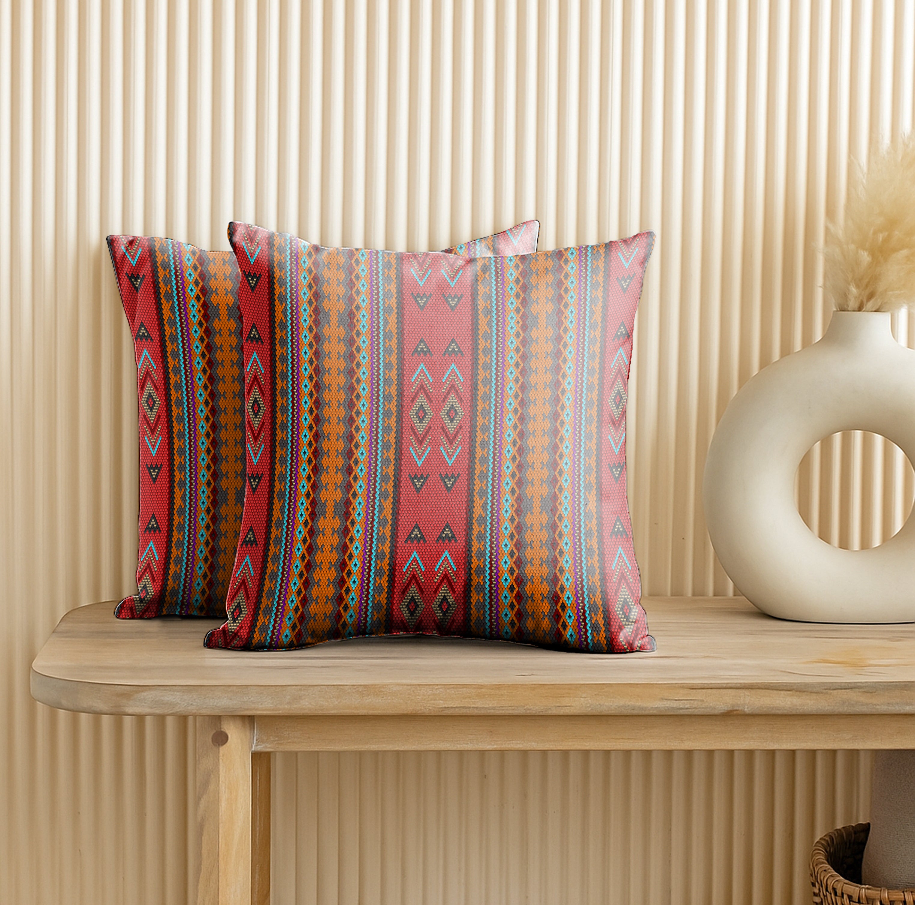 CARA RED CUSHION COVER (Pack of 2)