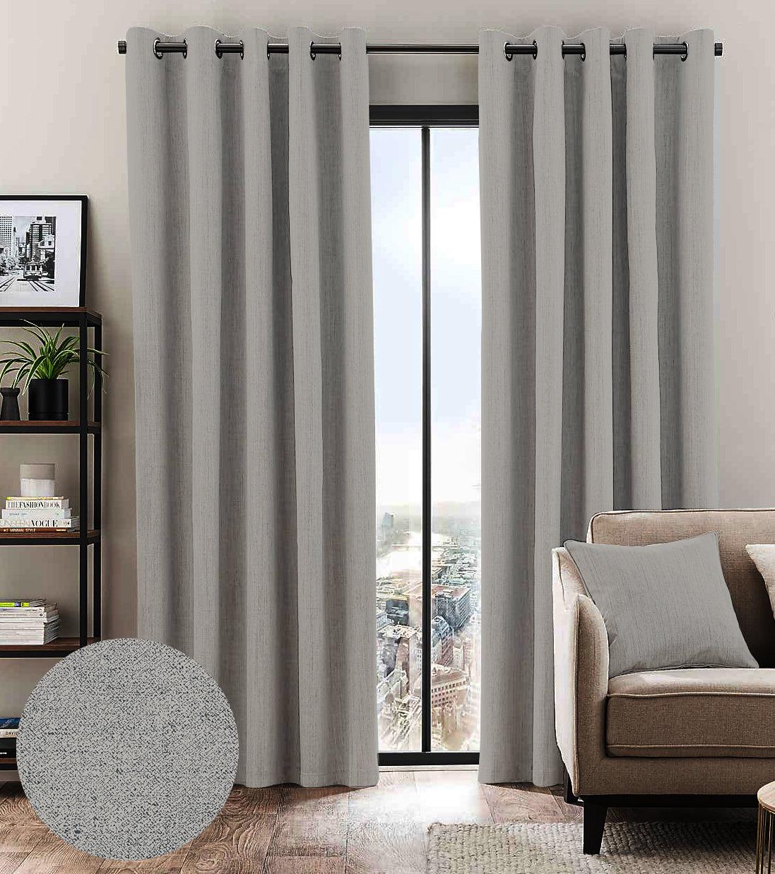 BROOKE TEX GREY BLACKOUT CURTAINS