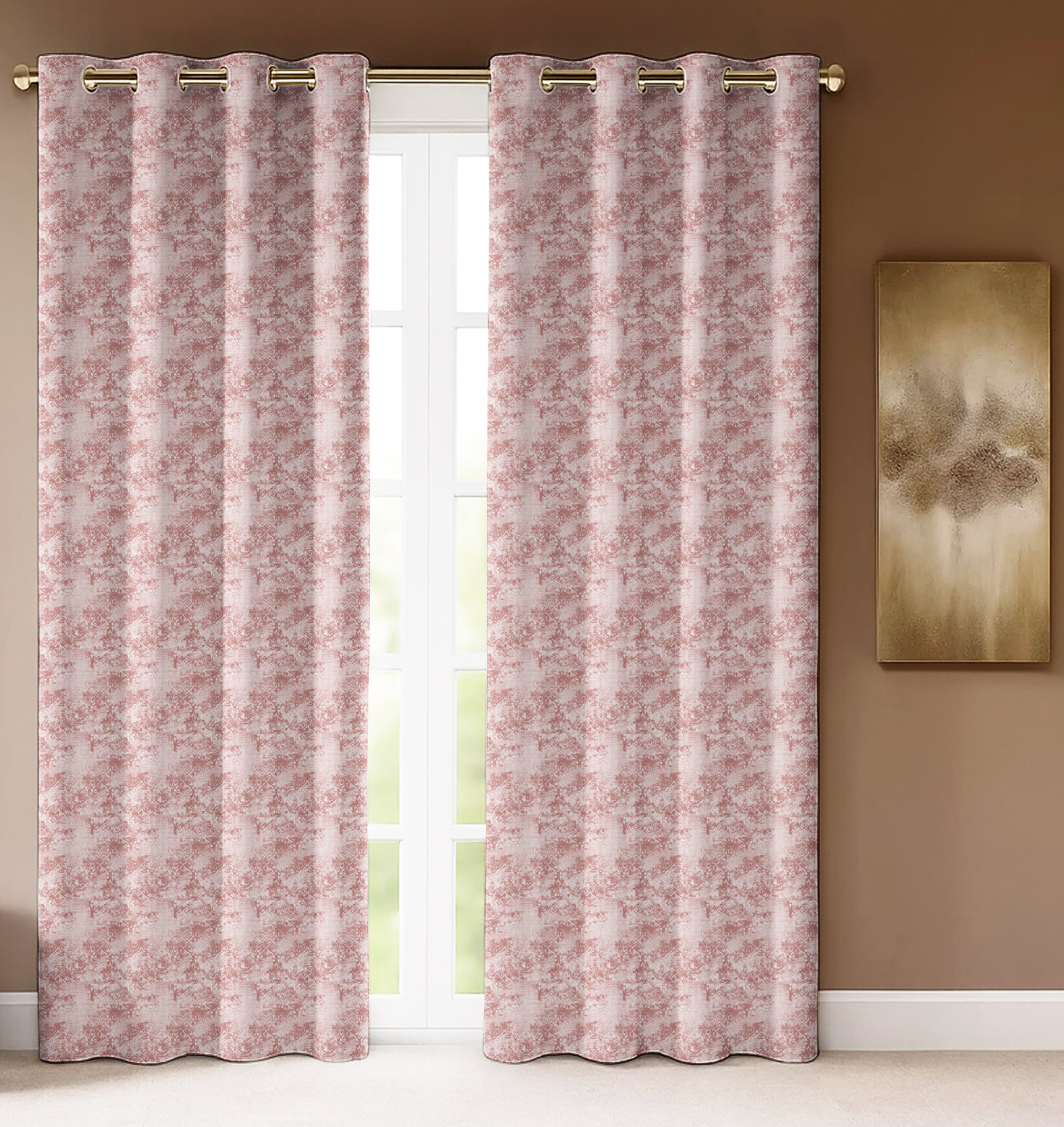 FOLK PINK PRINTED DIMOUT CURTAIN