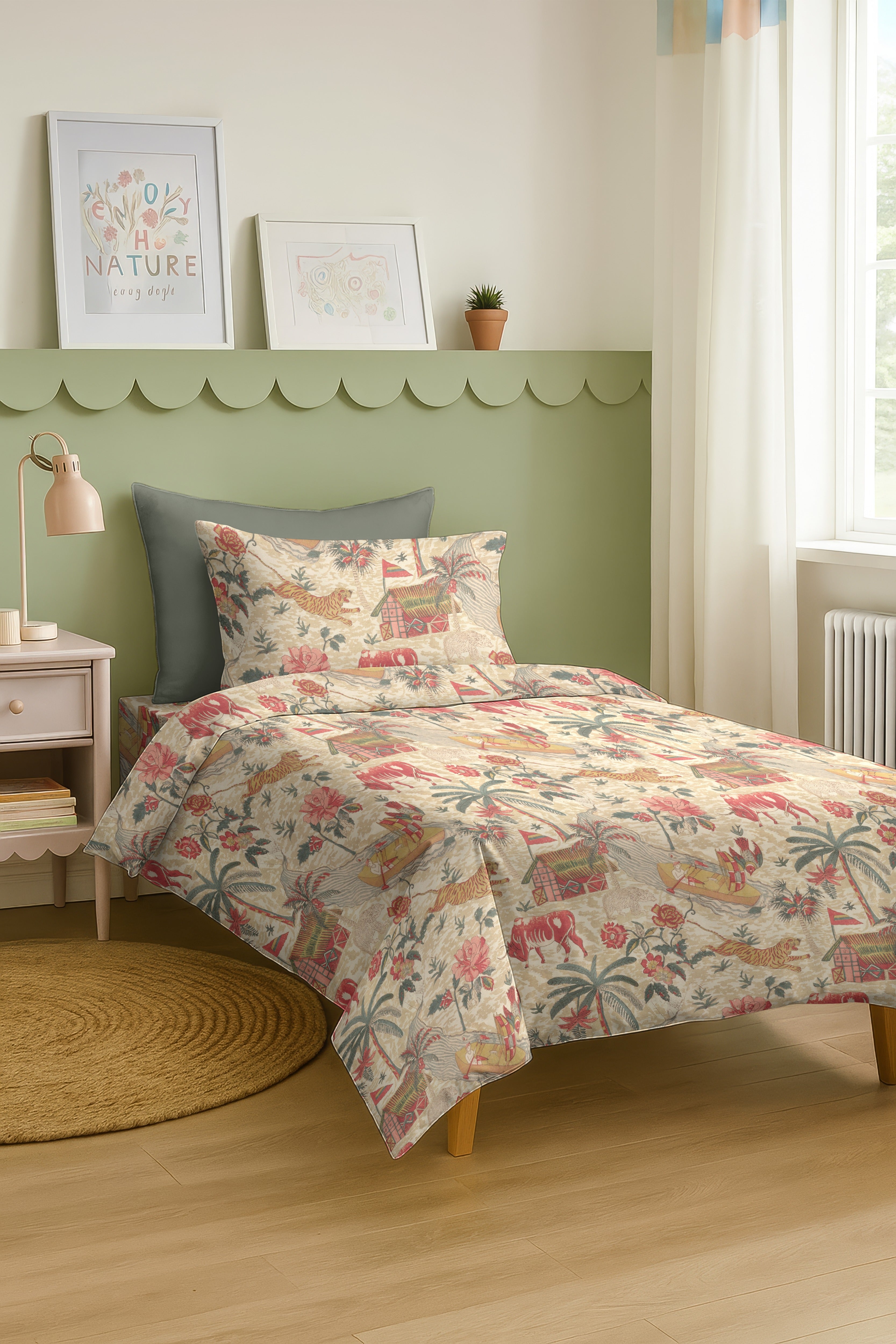 YANGSHUO RED COTTON BEDSHEET WITH PILLOWCOVER