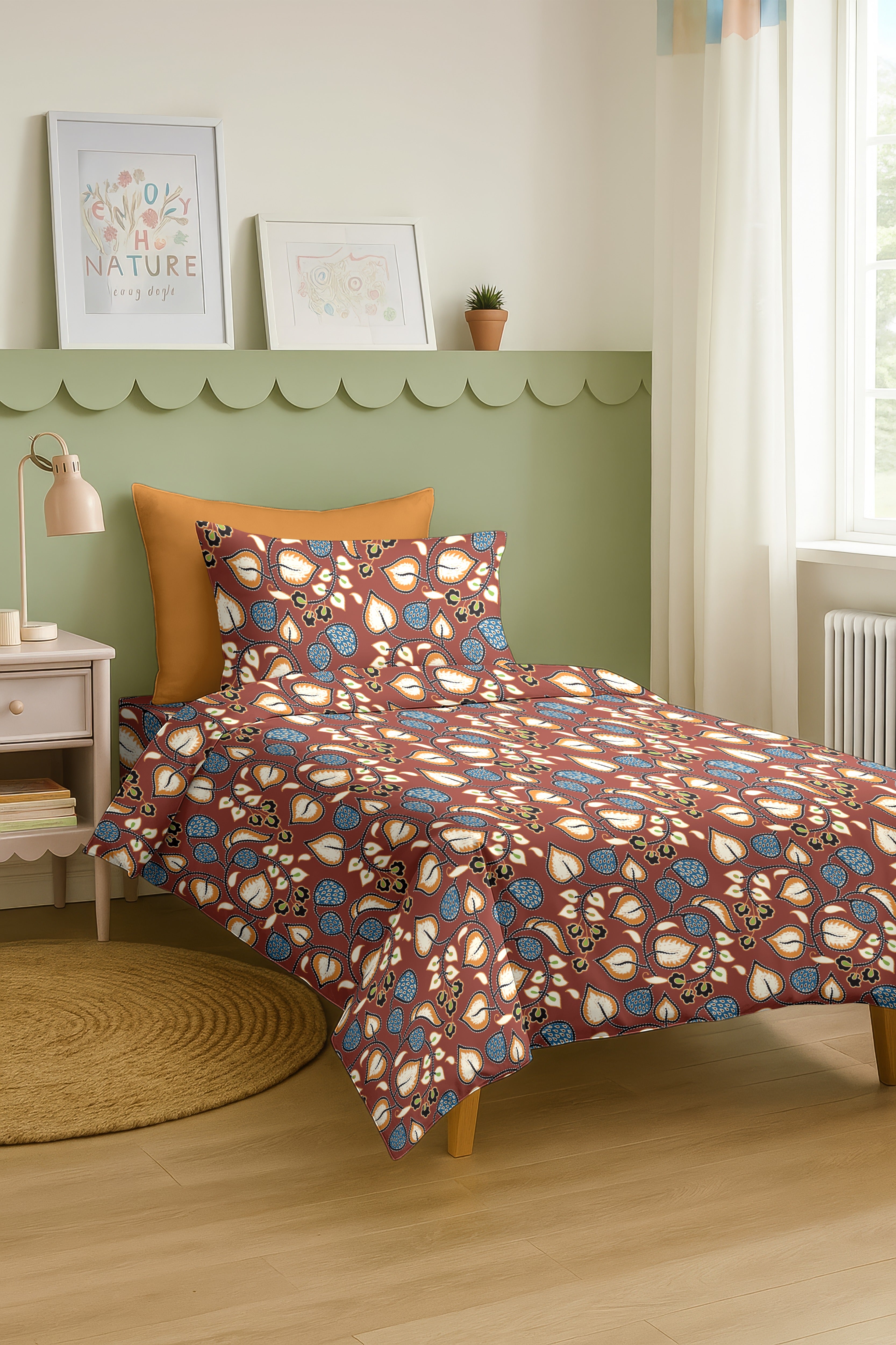 LIJIANG MAROON COTTON BEDSHEET WITH PILLOWCOVER