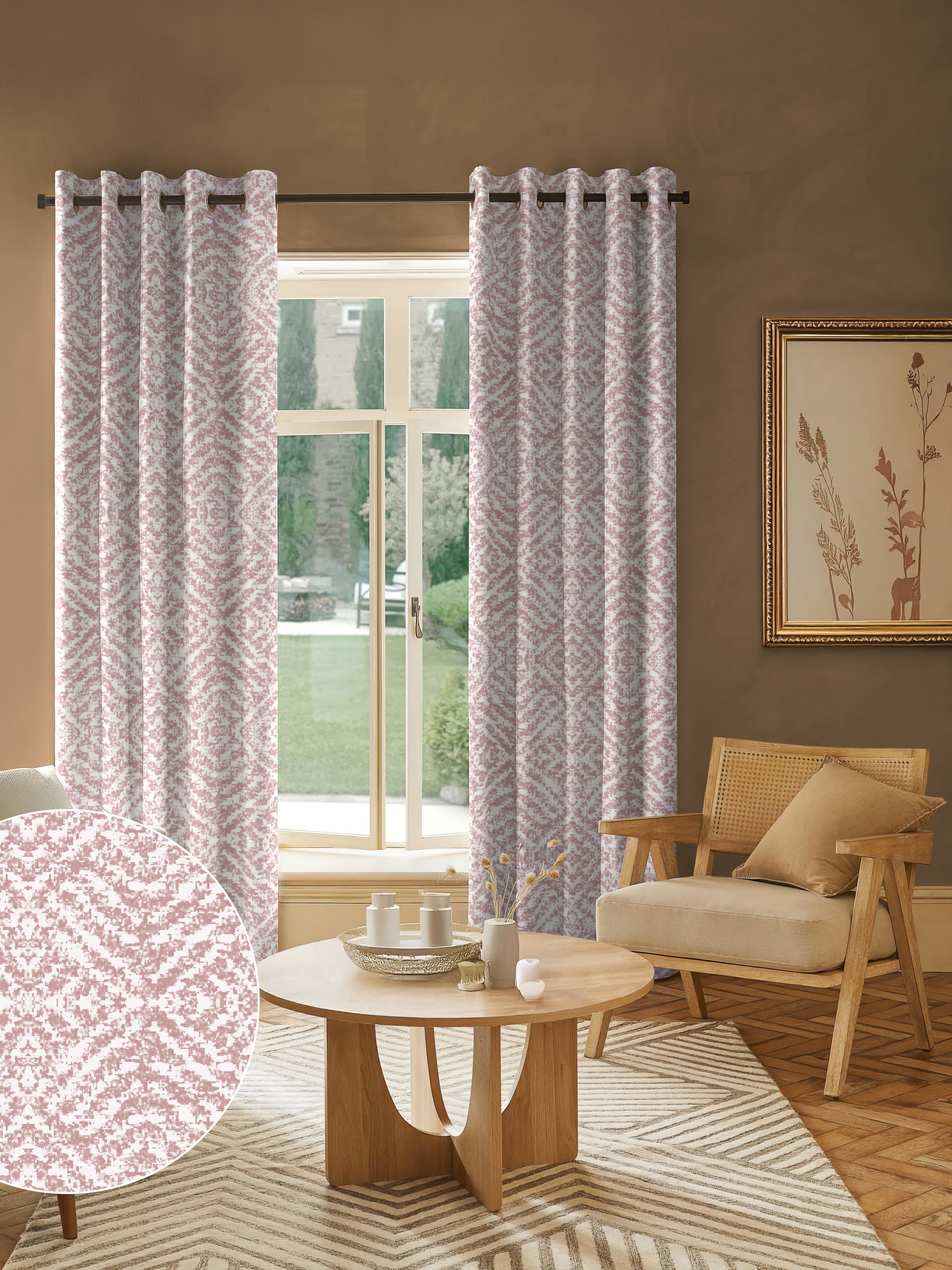 SAFARI PINK PRINTED BLACKOUT CURTAIN