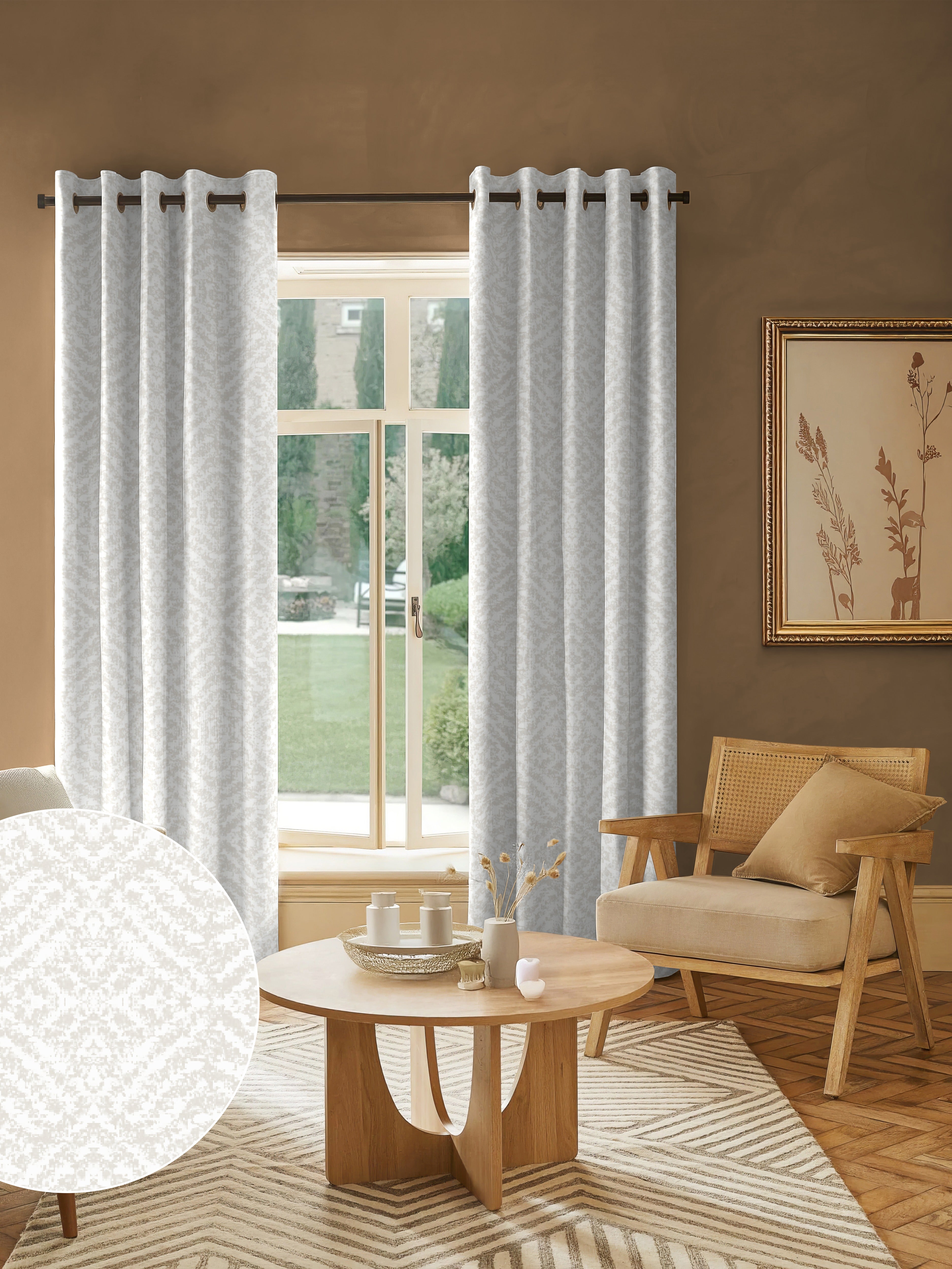 SAFARI BEIGE PRINTED BLACKOUT CURTAIN