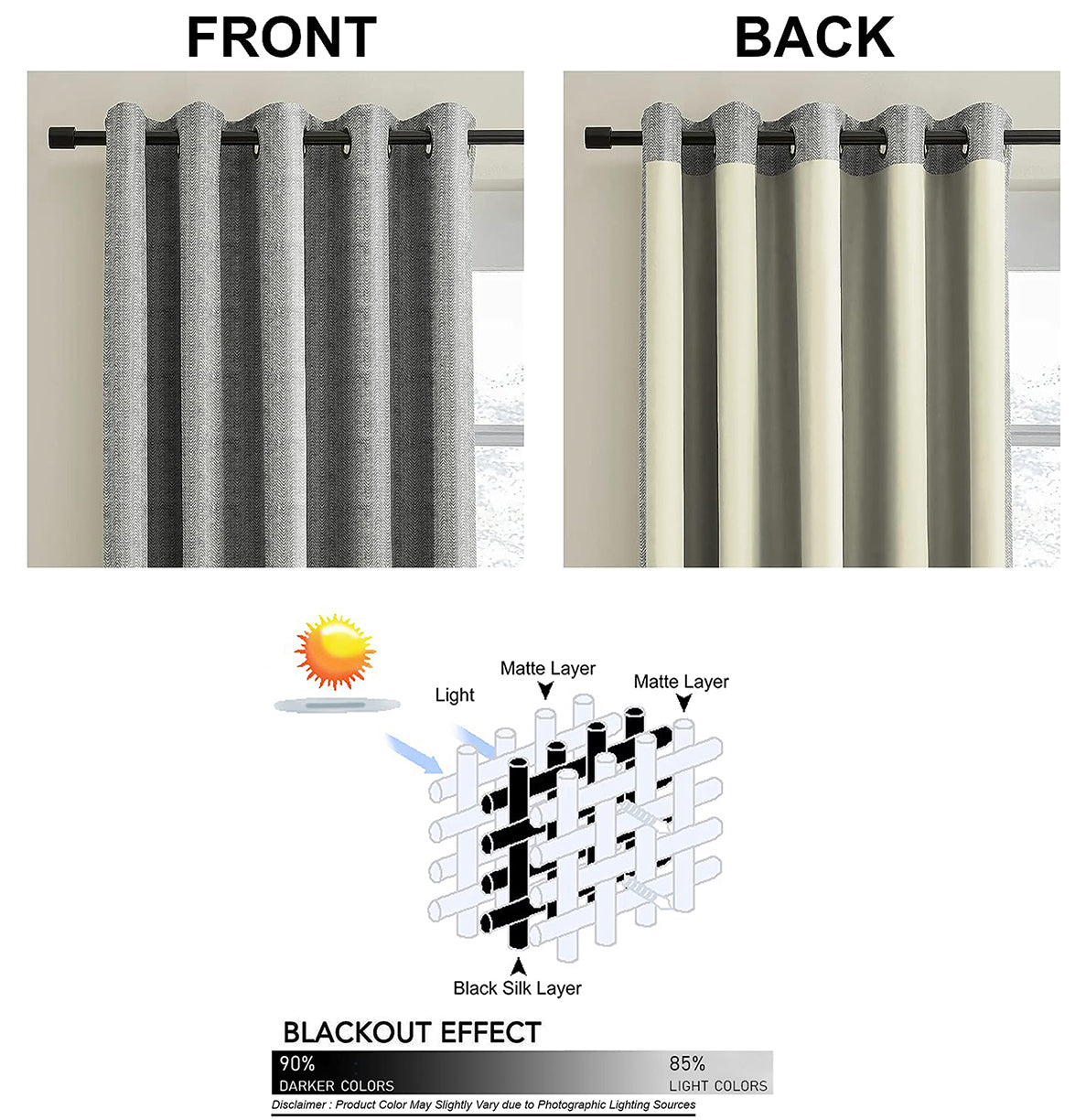 TURIN TEX GREY PRINTED BLACKOUT CURTAINS