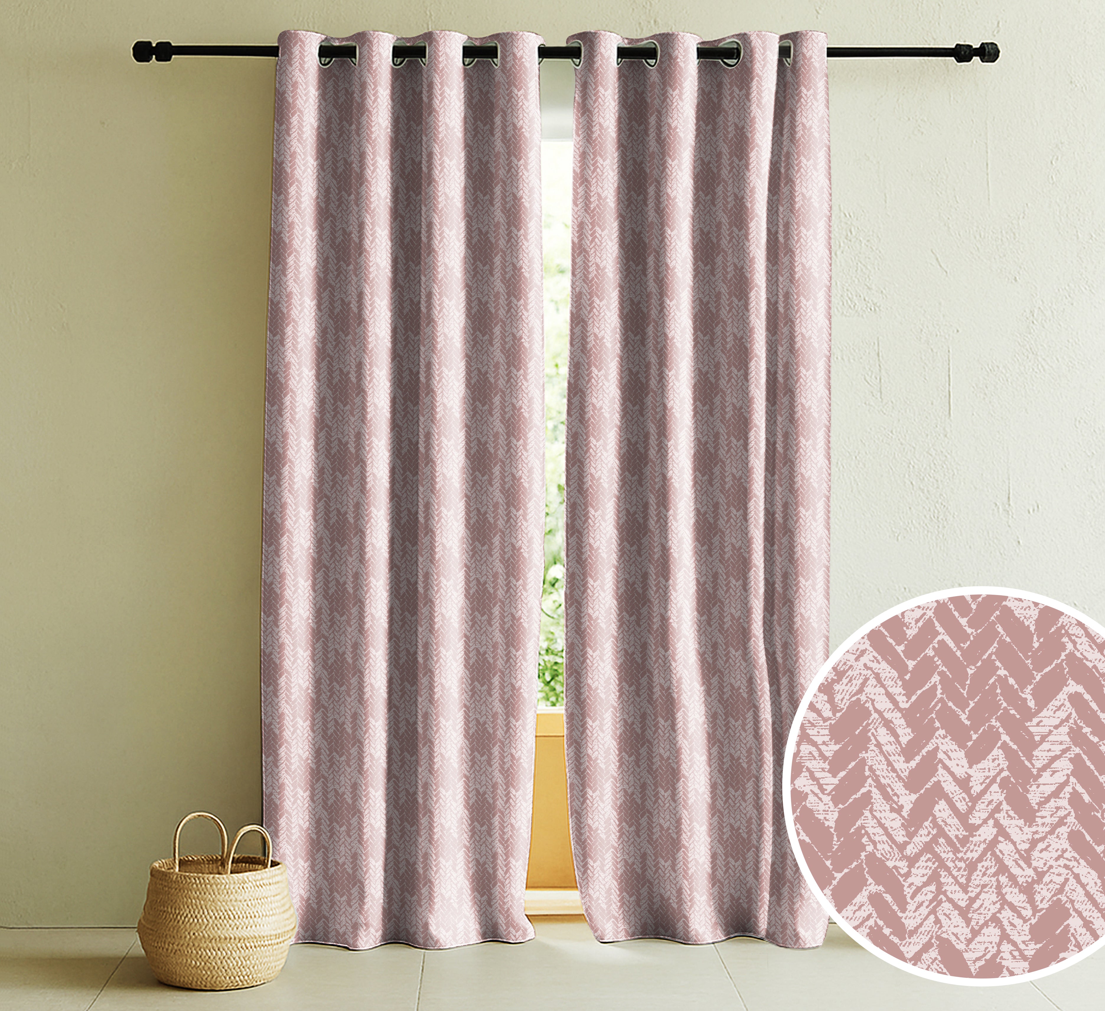 EDINA PINK PRINTED BLACKOUT CURTAIN