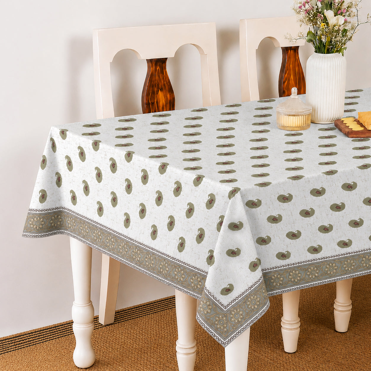 JAIPUR GREEN BLOCK PRINT TABLE CLOTH