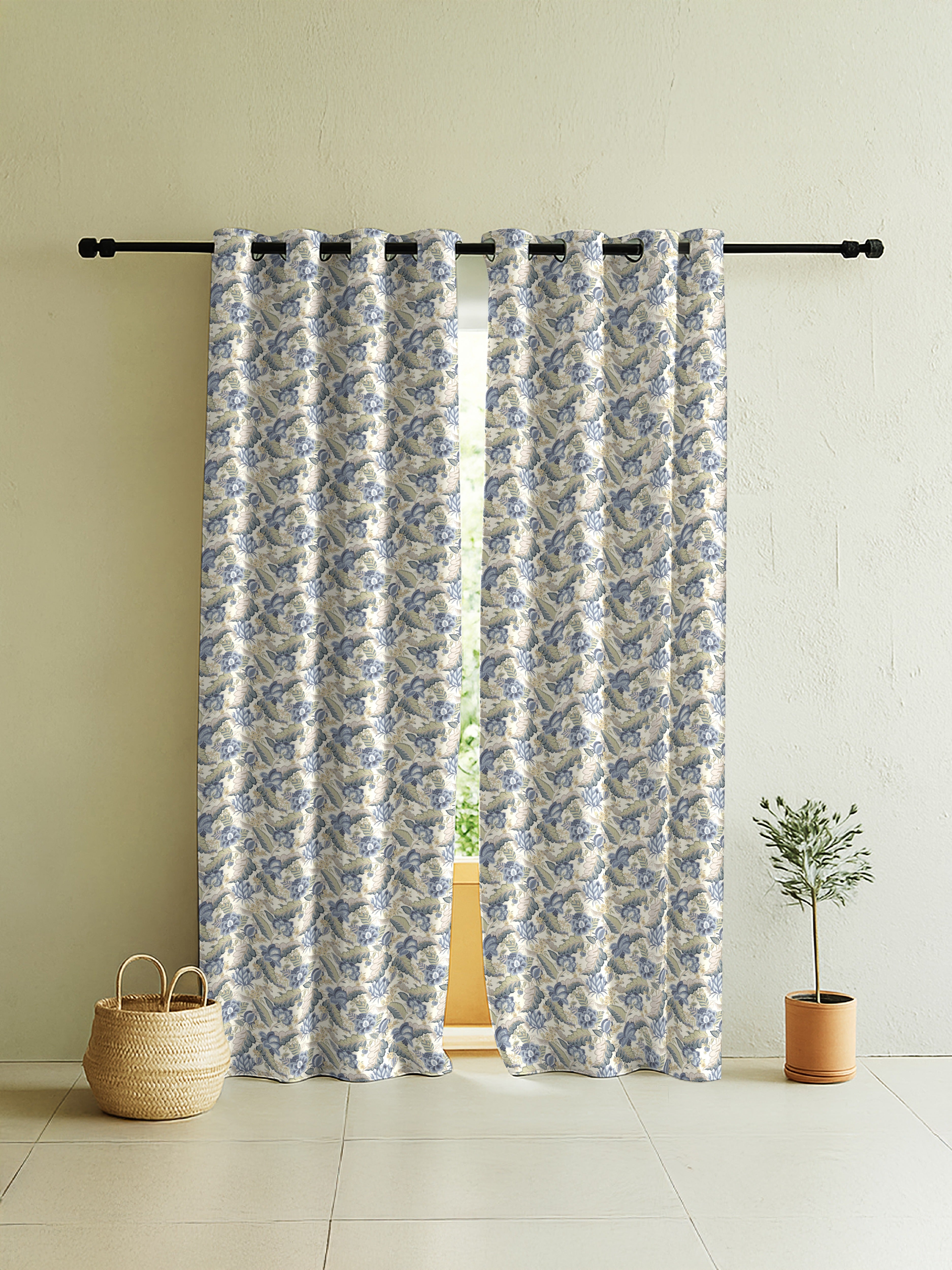 LUCETTA  ANTHEM BLUE ROOM DARKENING PRINTED CURTAIN