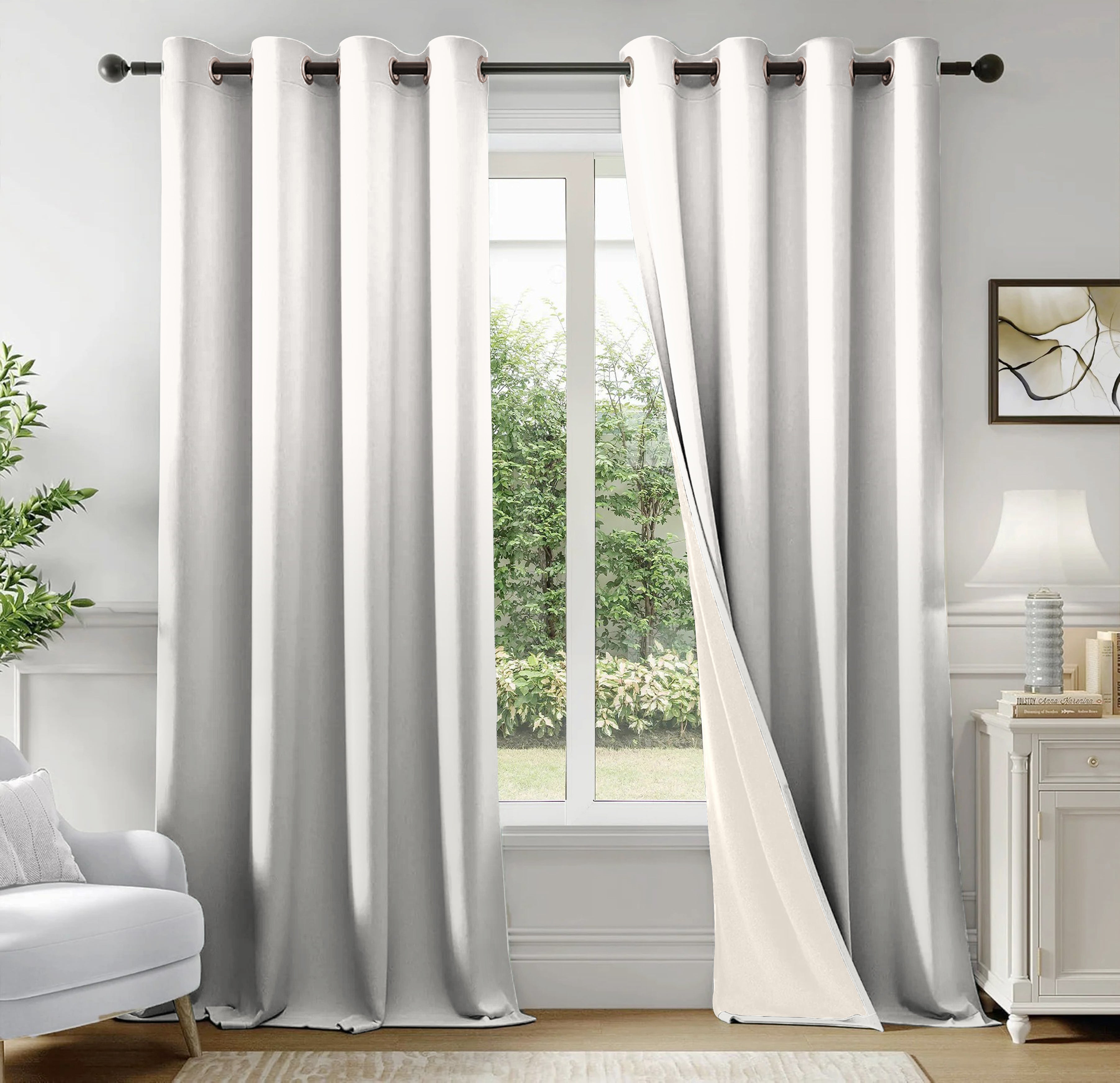 AREZZO GREY PRINTED BLACKOUT CURTAIN