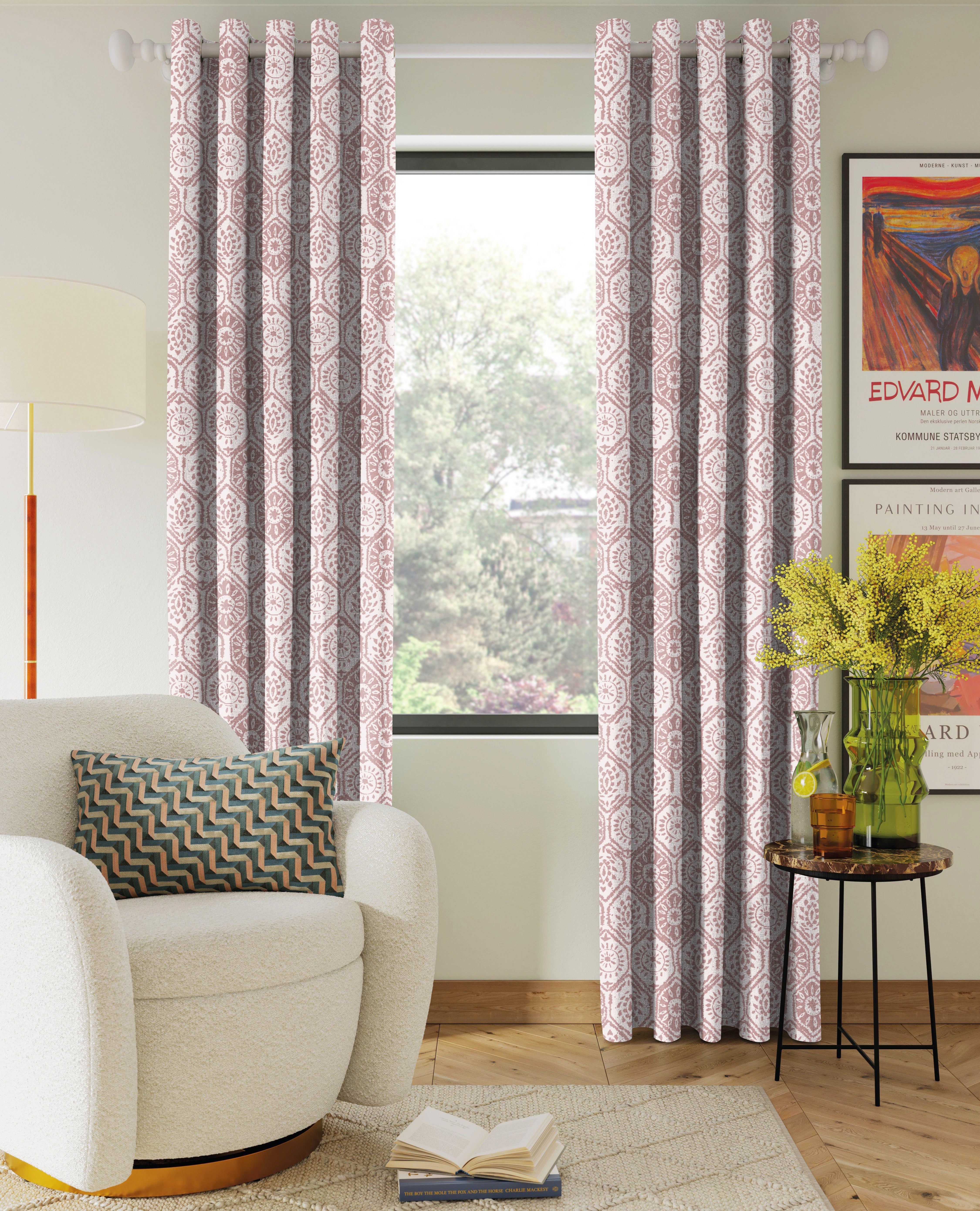CARRO PINK PRINTED DIMOUT CURTAIN