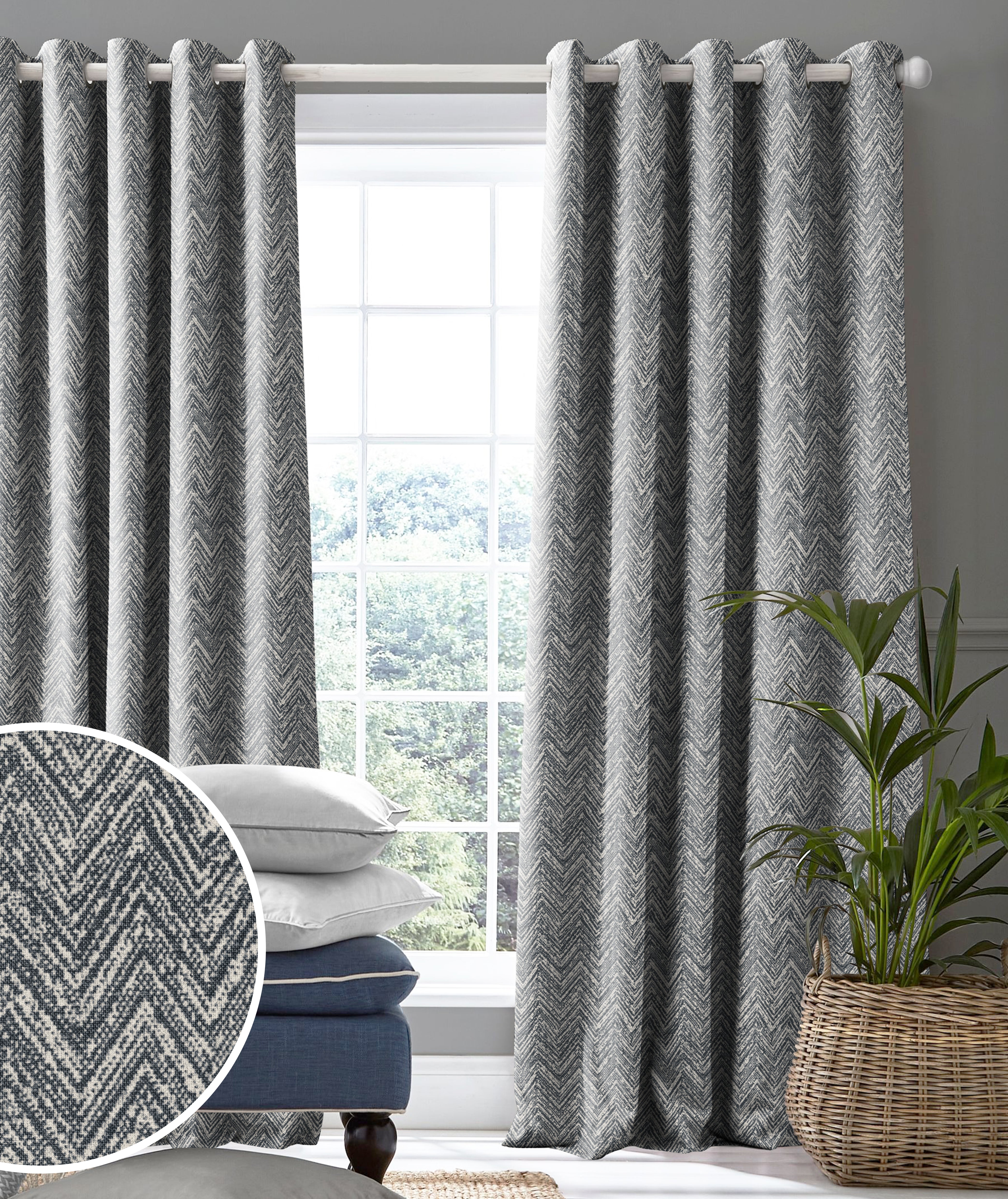 SONORA GREY PRINTED BLACKOUT CURTAIN