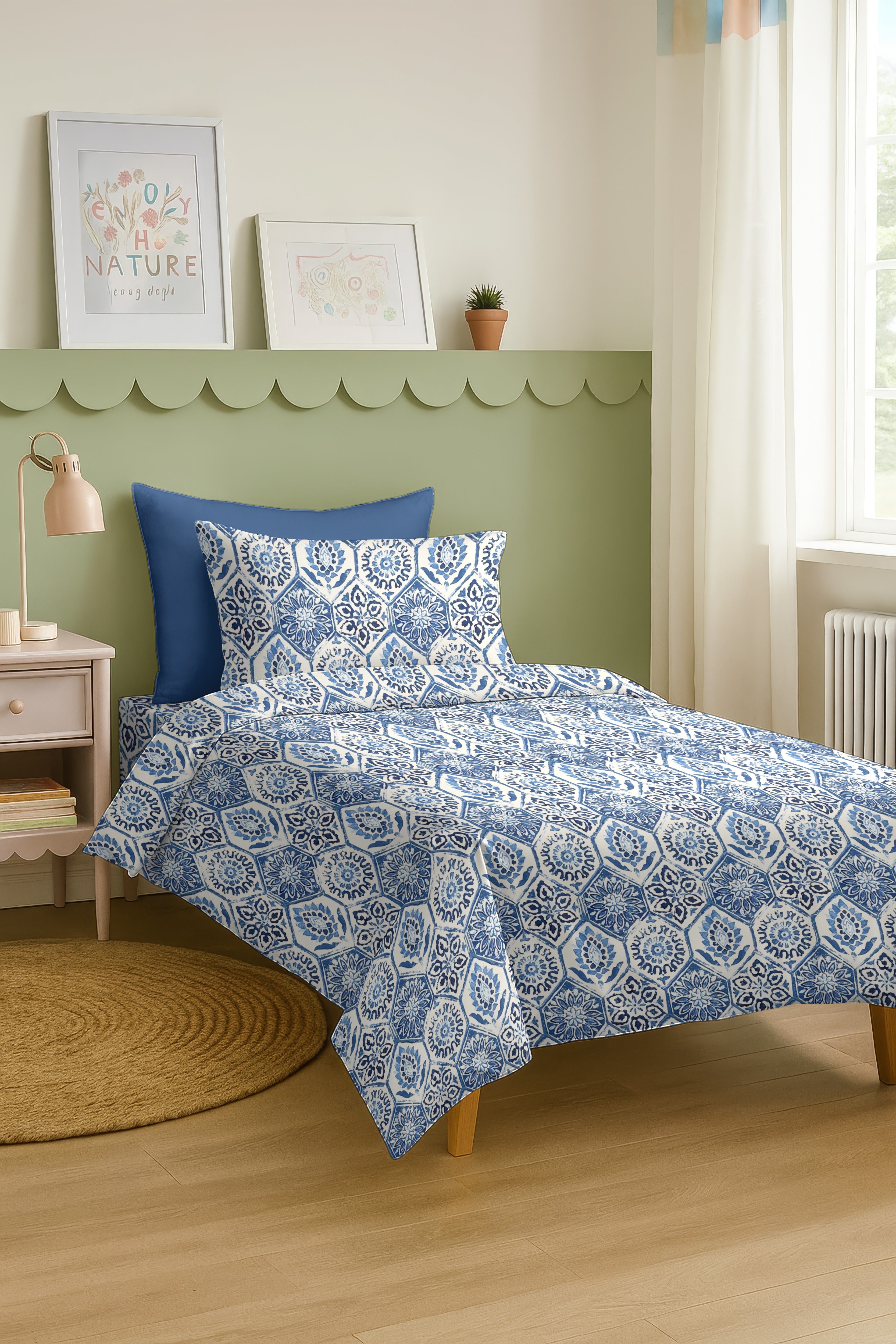 ANKARA BLUE BEDSHEET WITH PILLOWCOVER