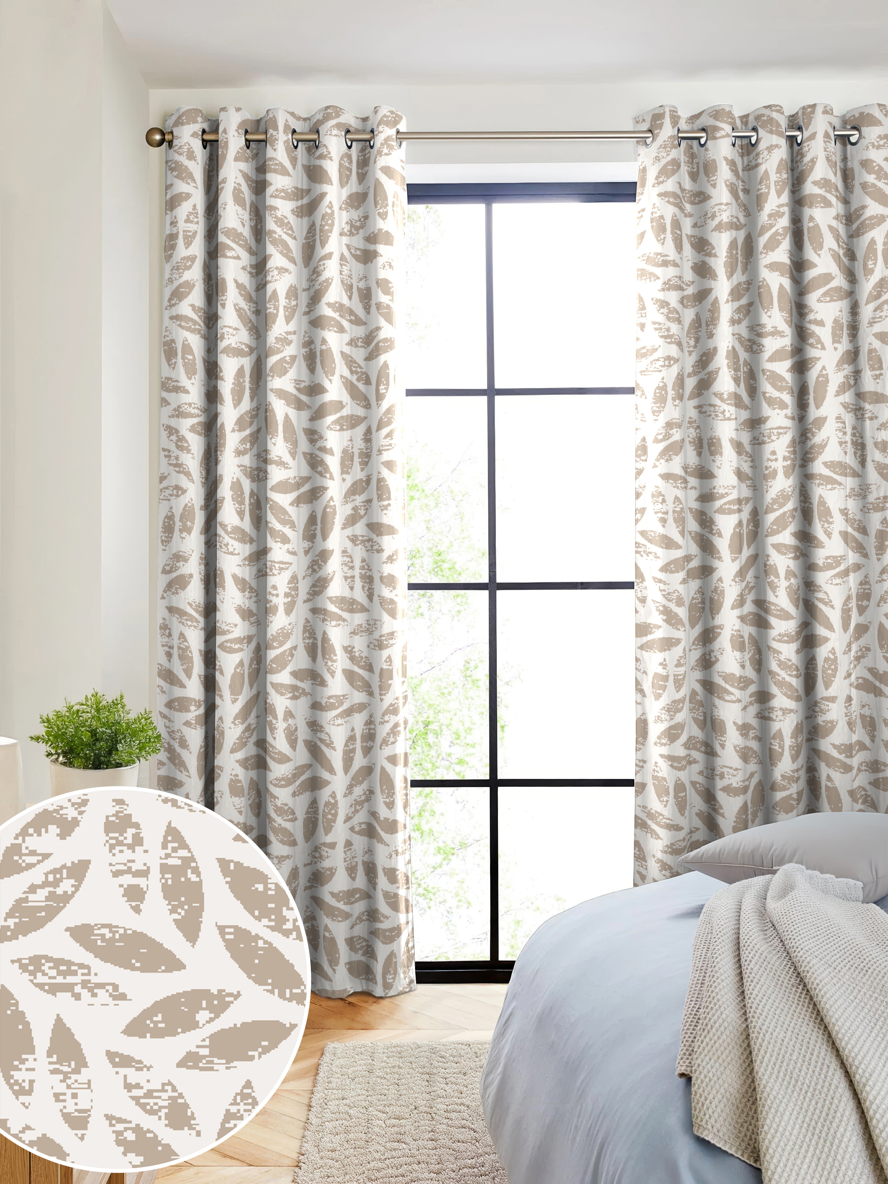LAMPASSO BROWN PRINTED BLACKOUT CURTAIN