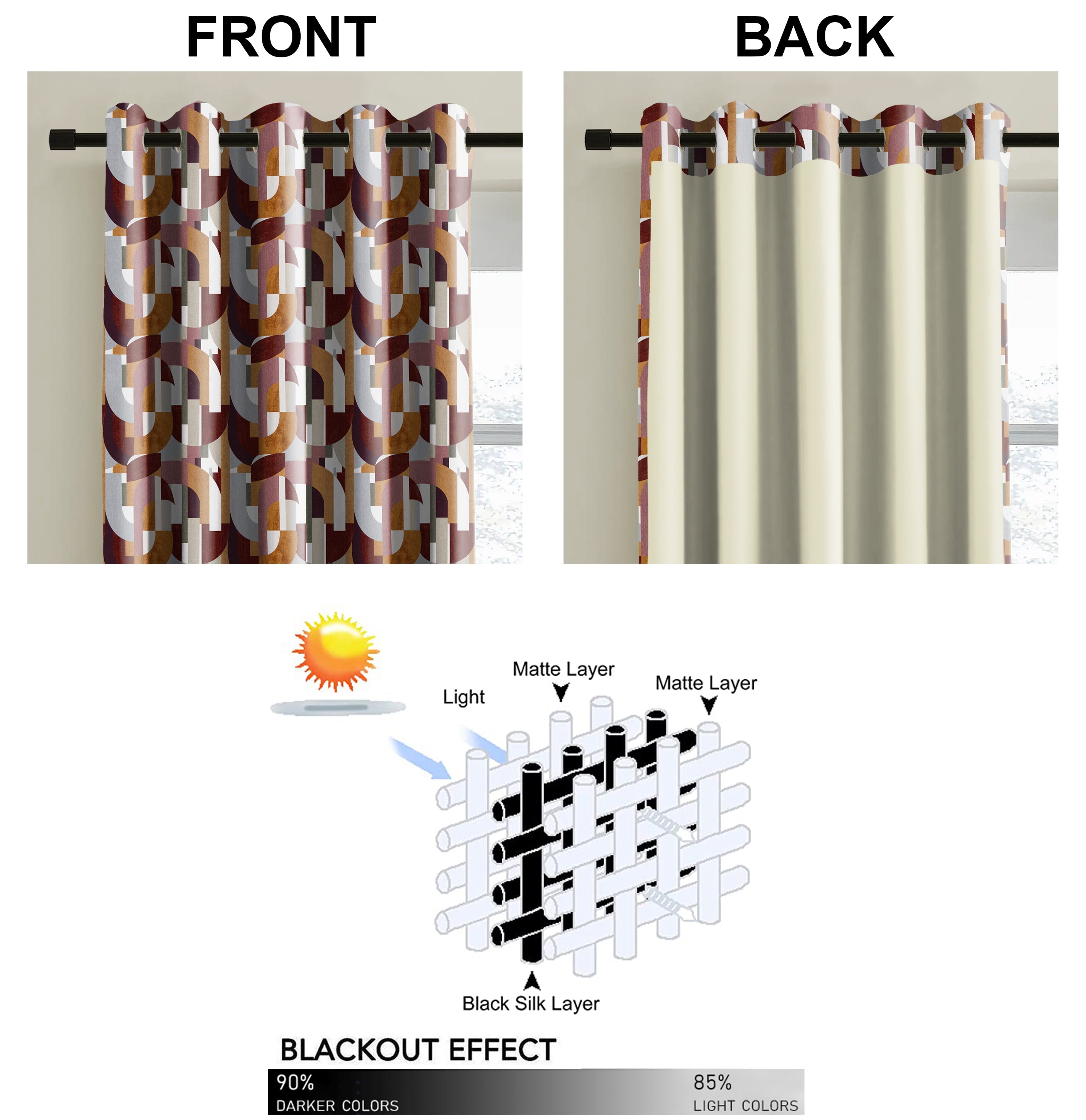 ILLUSION CURVES BLACKOUT CURTAIN CAMEL/PINK