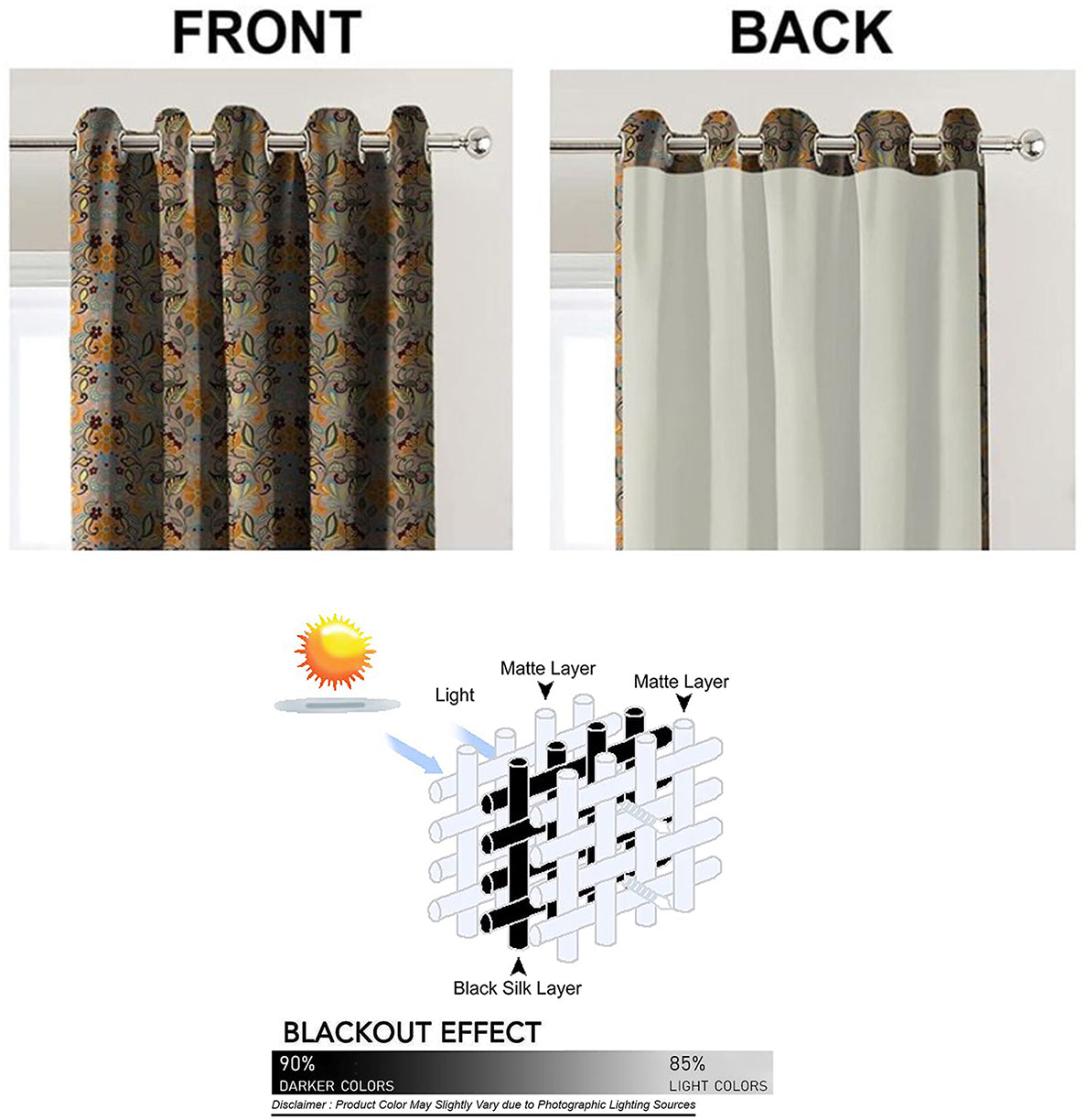 BAKER MALIBU BEIGE PRINTED BLACKOUT CURTAIN