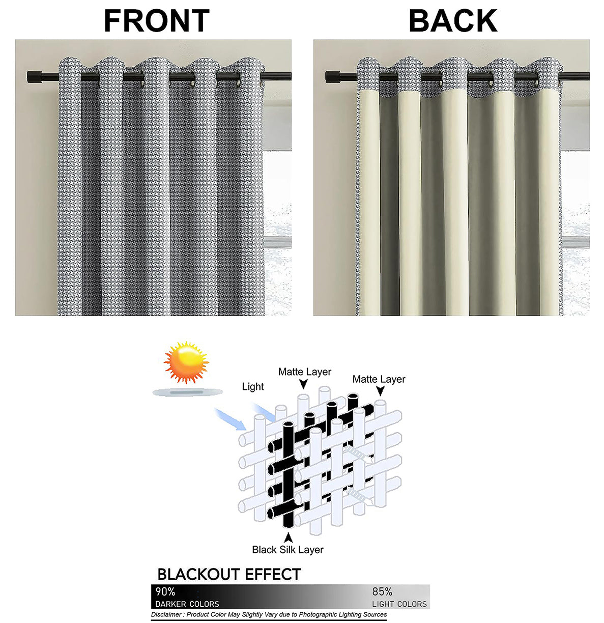 HOUNDSTOOTH GREY BLACKOUT CURTAINS