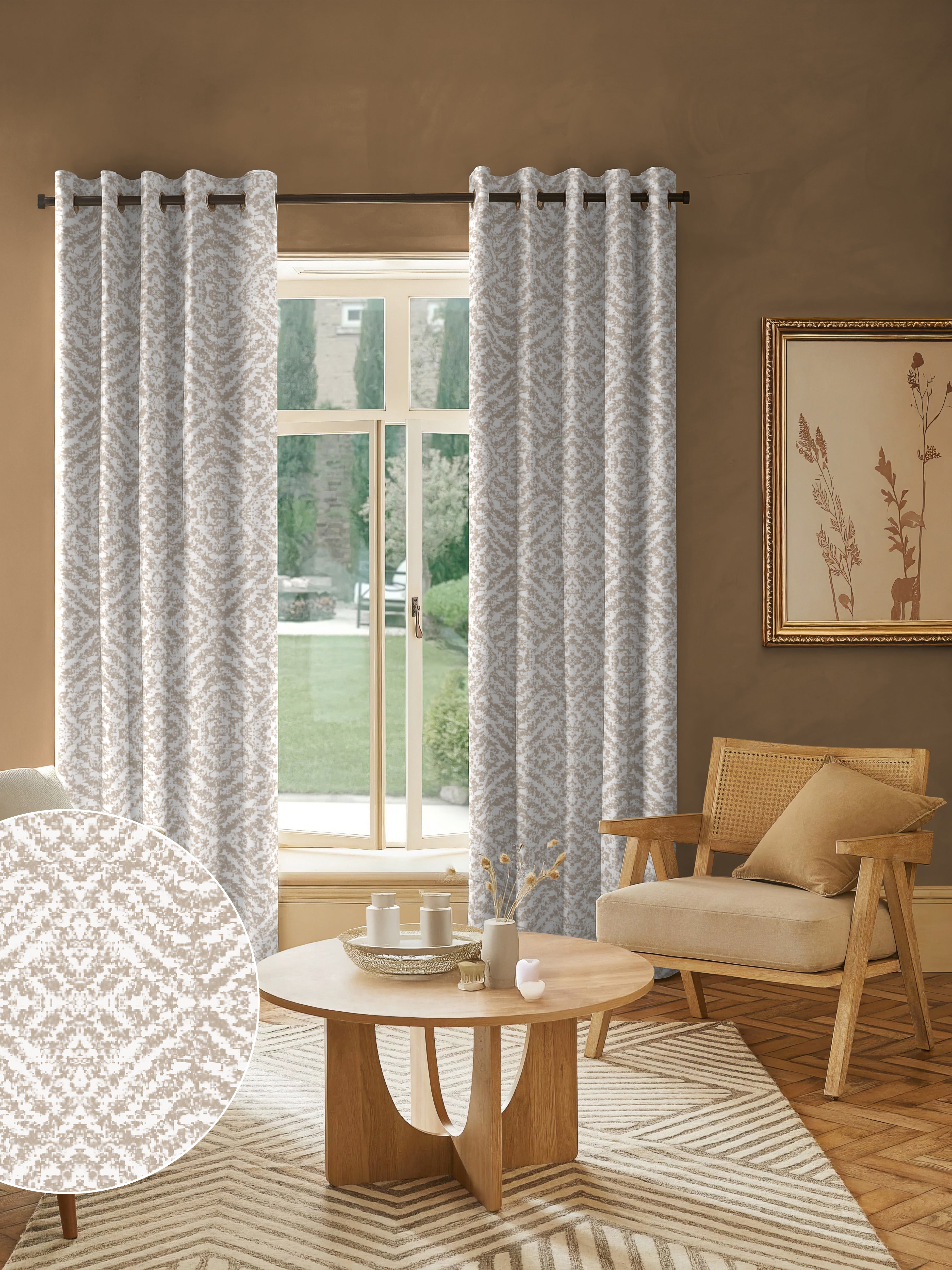 SAFARI BROWN PRINTED BLACKOUT CURTAIN