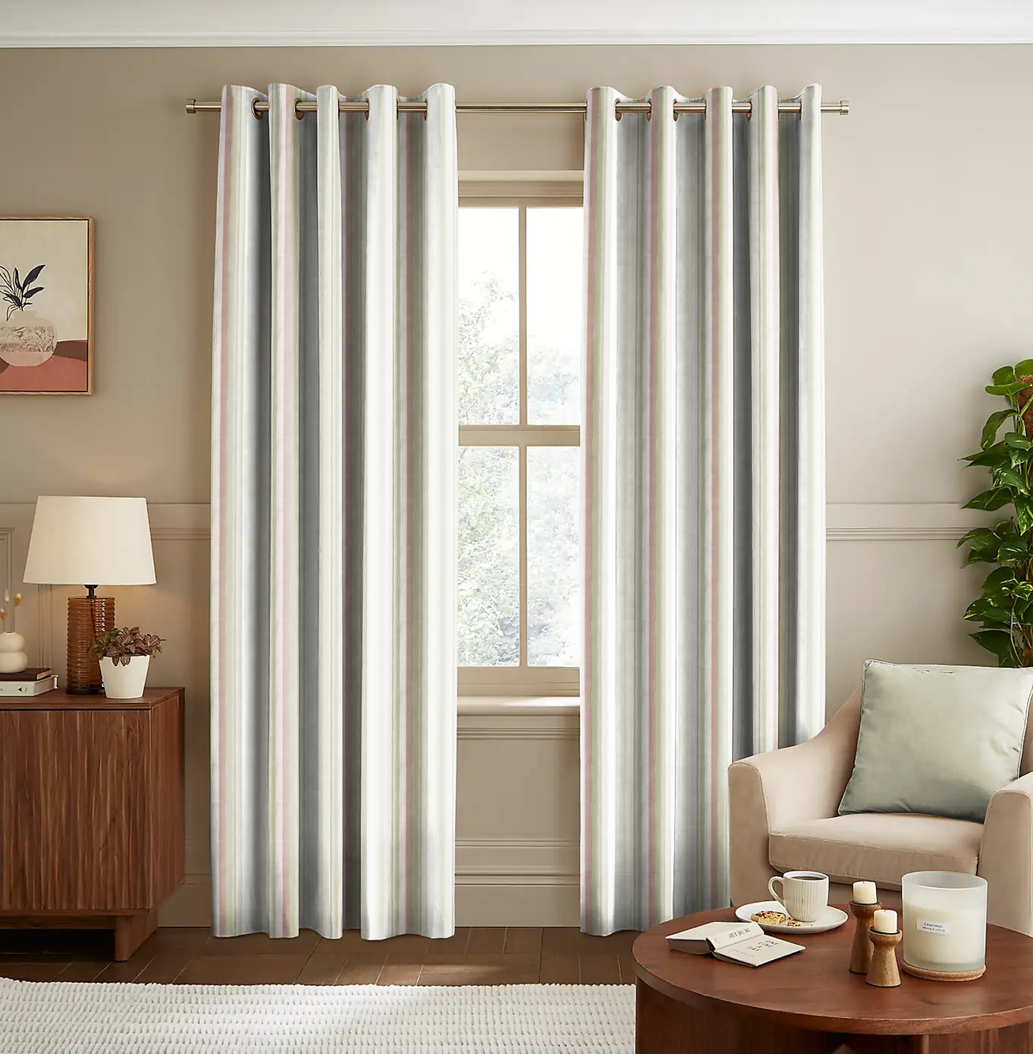 ALVIN LIGHTGREEN PRINTED BLACKOUT CURTAIN