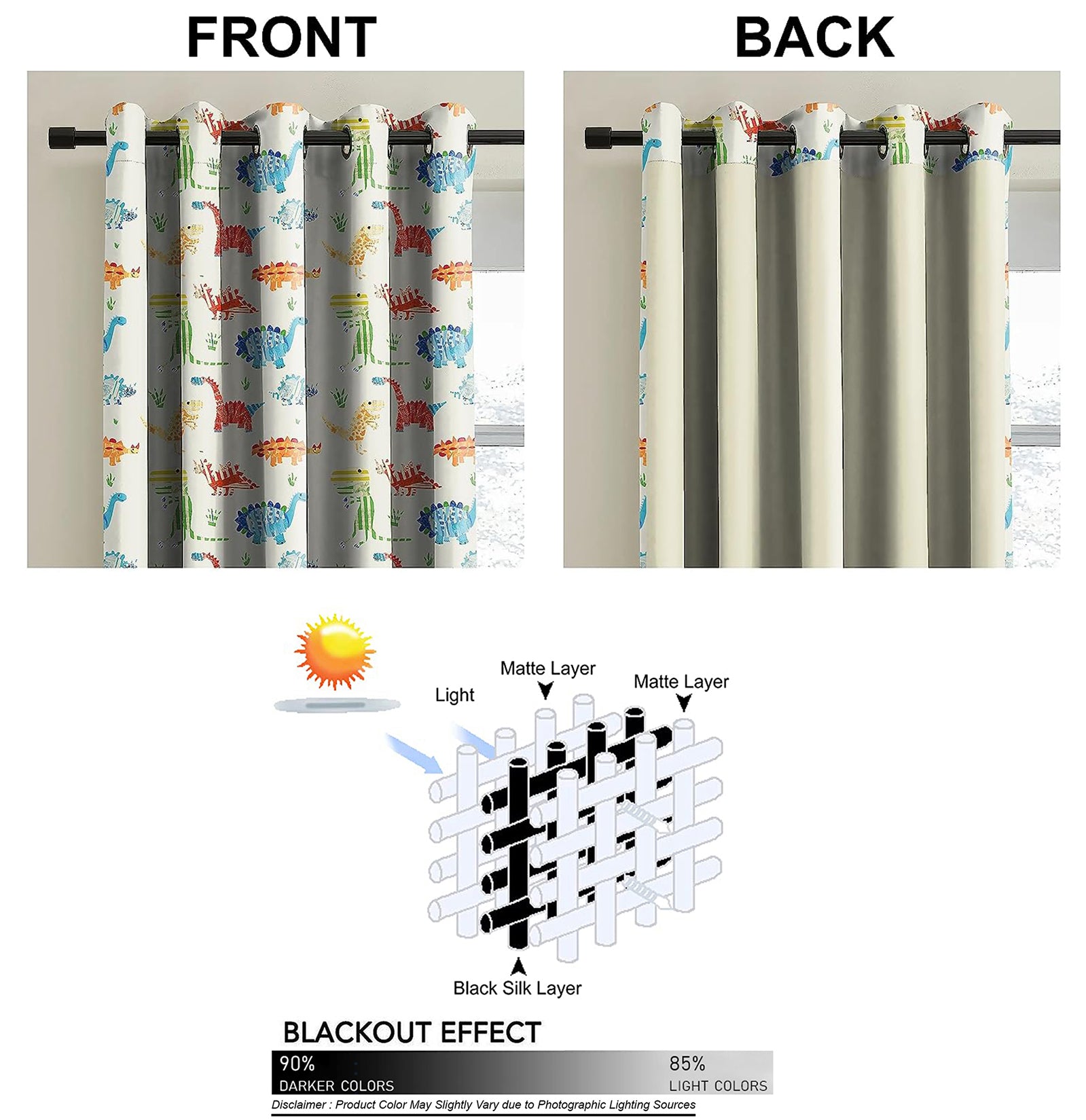 DINO OFF WHITE BLACKOUT CURTAINS
