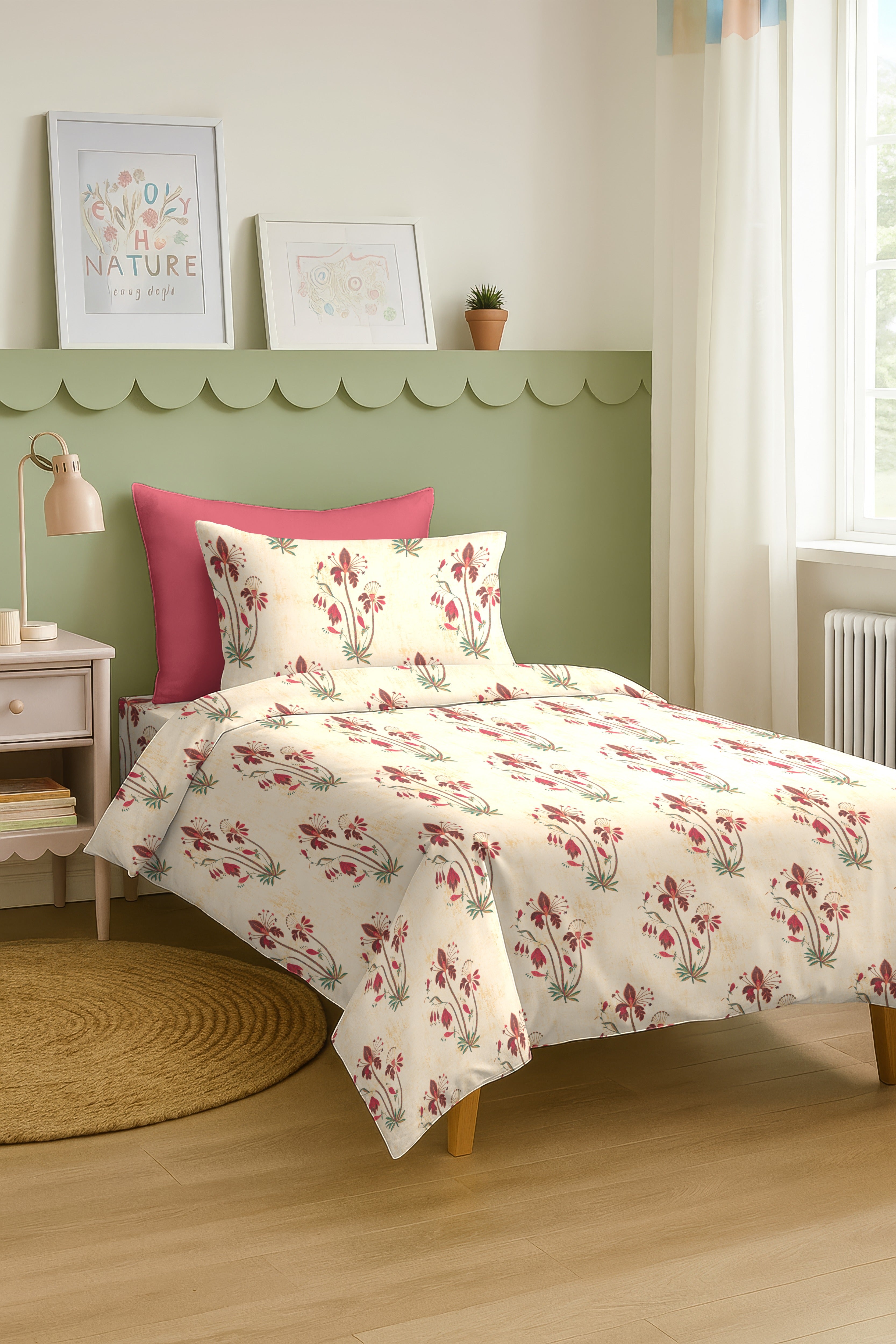 VERONA PEACH BEDSHEET WITH PILLOWCOVER