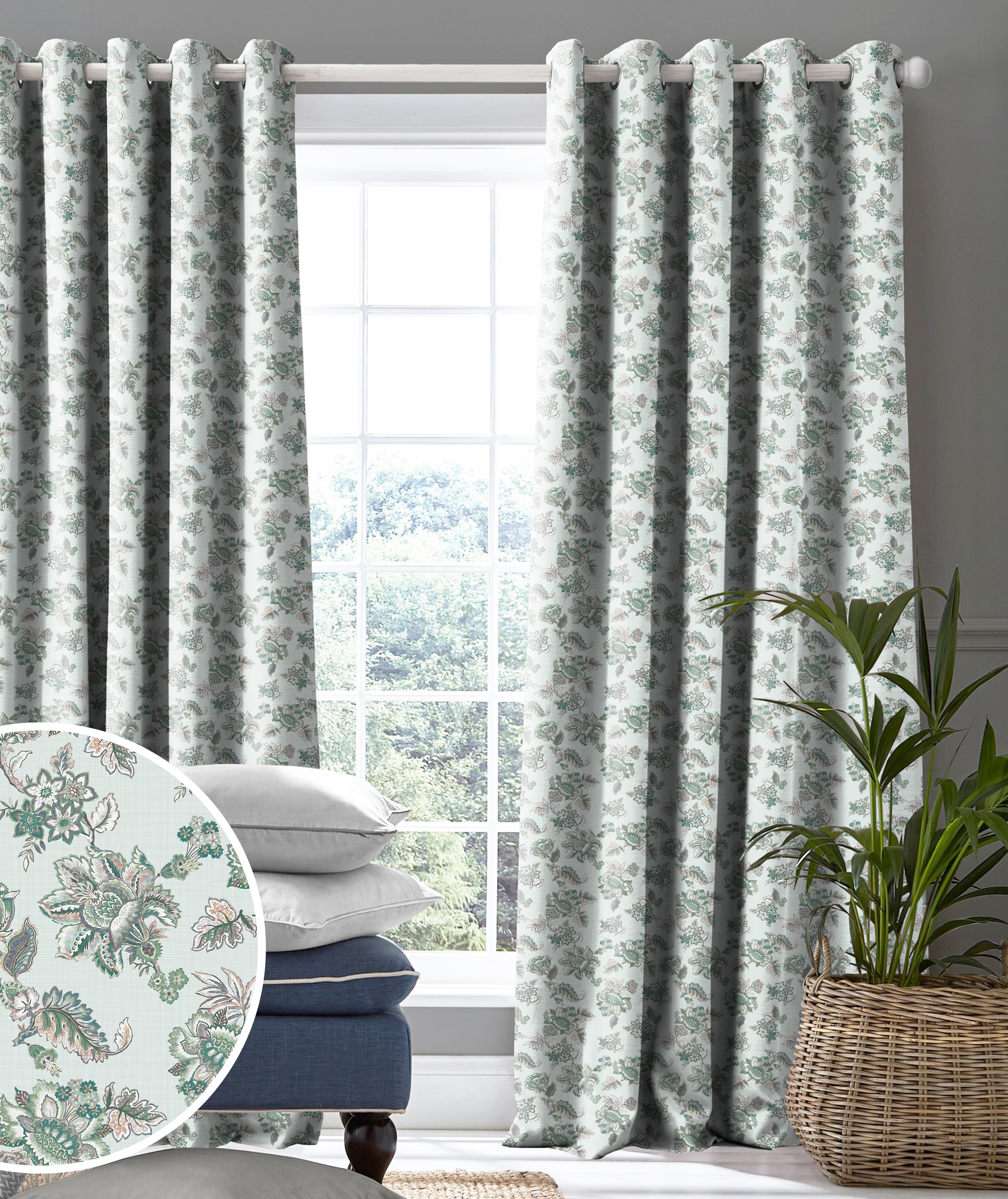 ANZIO LIGHTGREEN PRINTED BLACKOUT CURTAIN