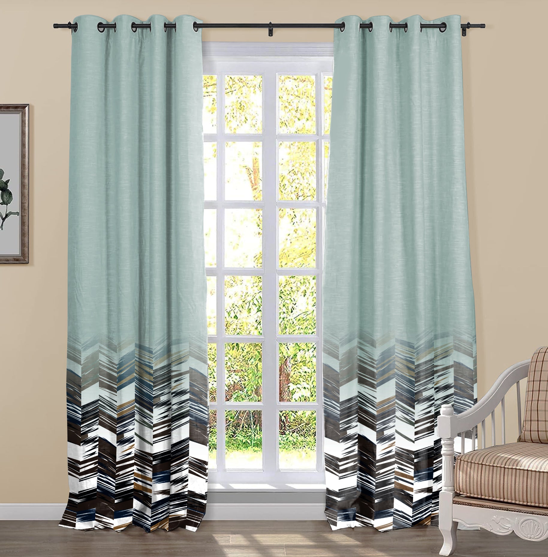 WELLINGTON BLACKOUT CURTAINS SKYBLUE/COFFEE