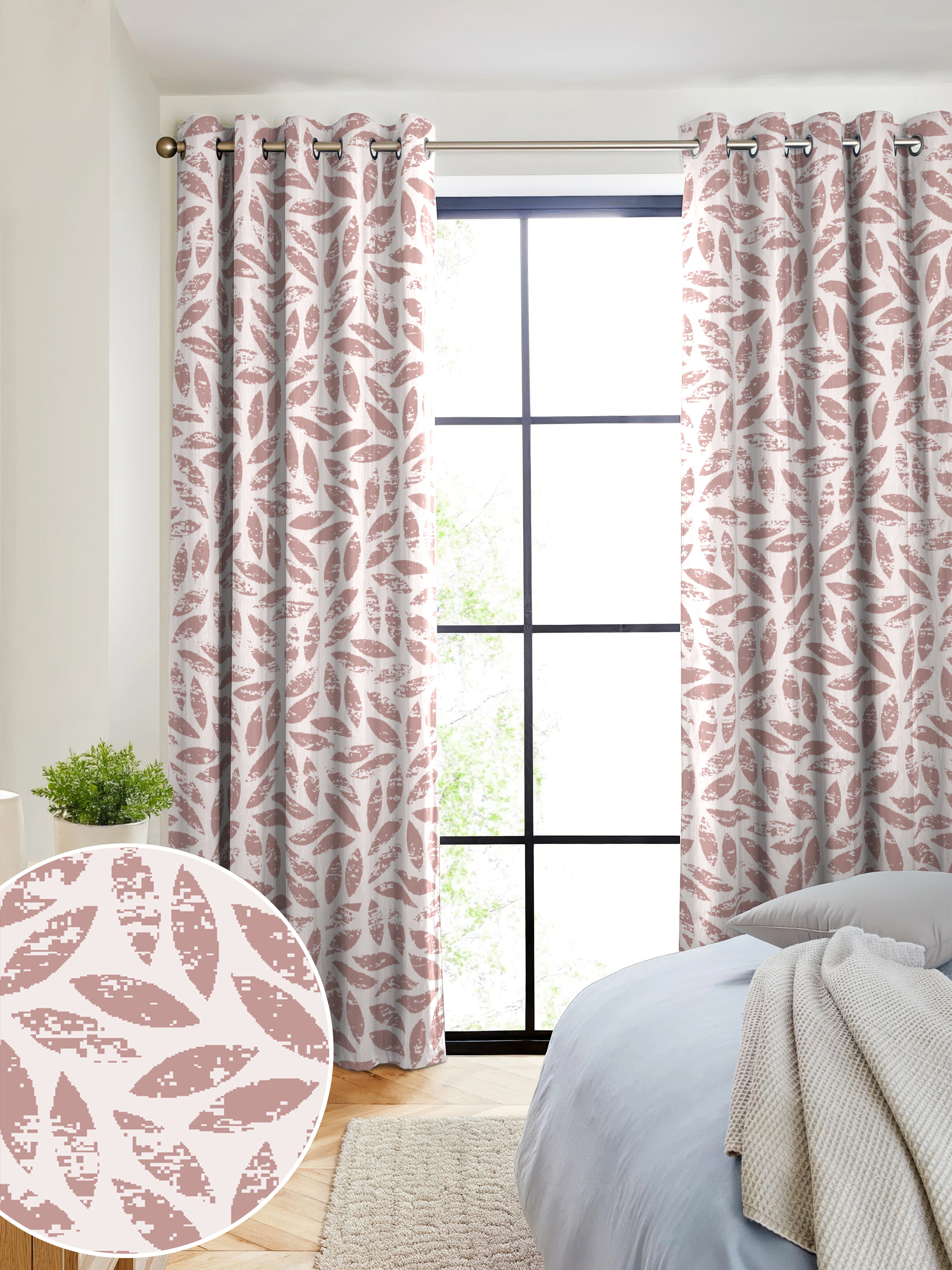 LAMPASSO PINK PRINTED BLACKOUT CURTAIN
