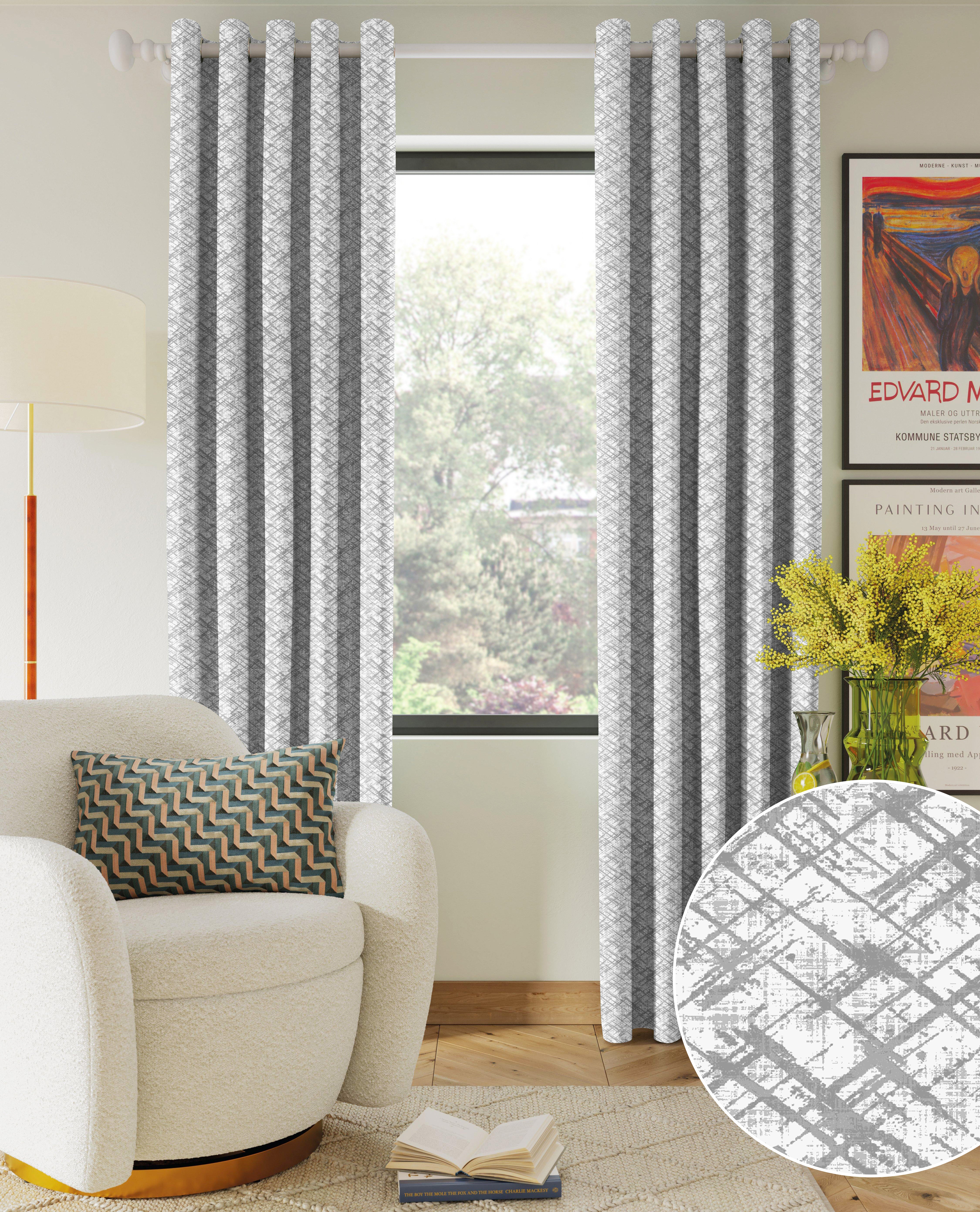 DITSY GREY PRINTED BLACKOUT CURTAIN