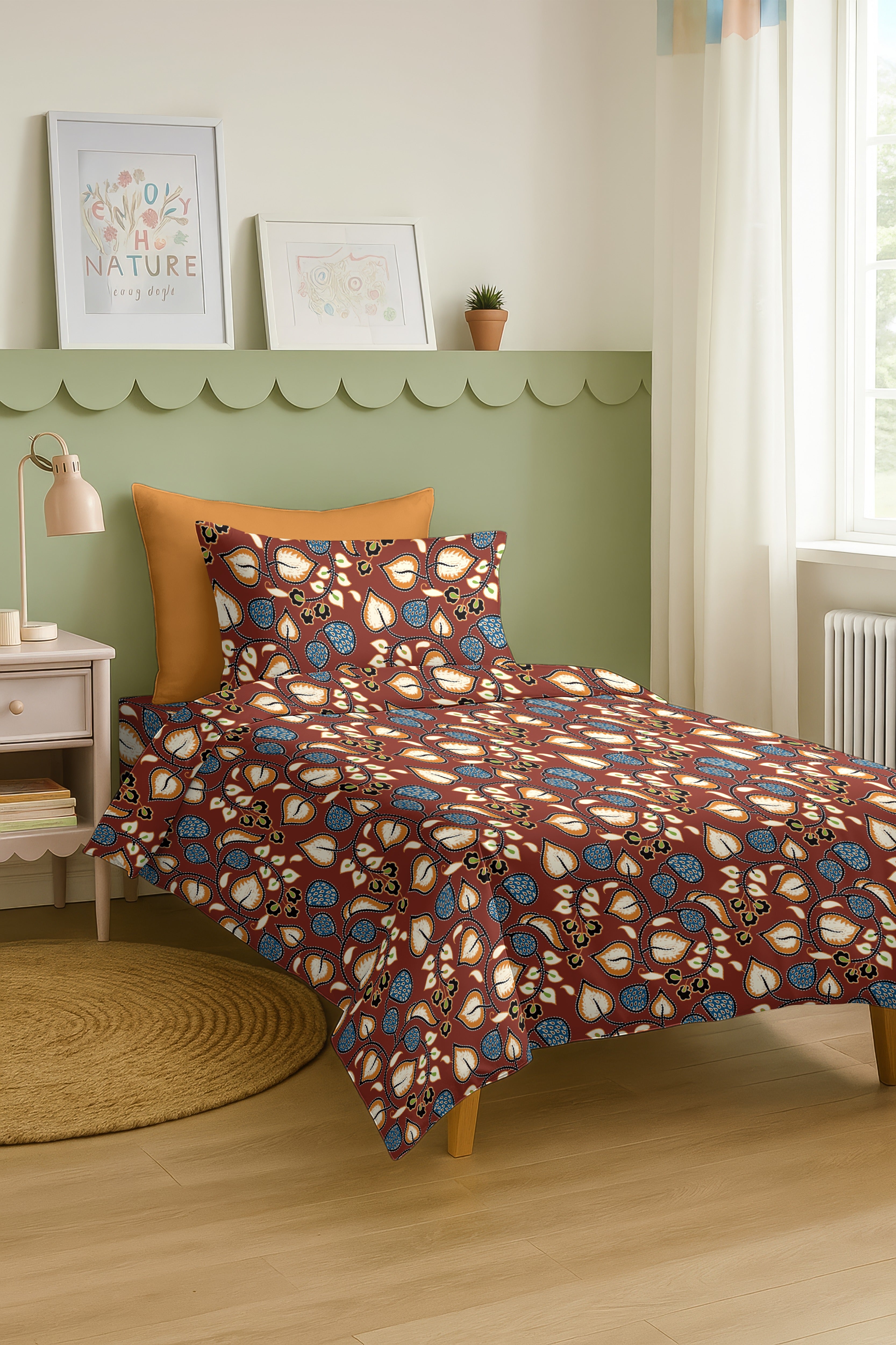 LIJIANG MAROON BEDSHEET WITH PILLOWCOVER