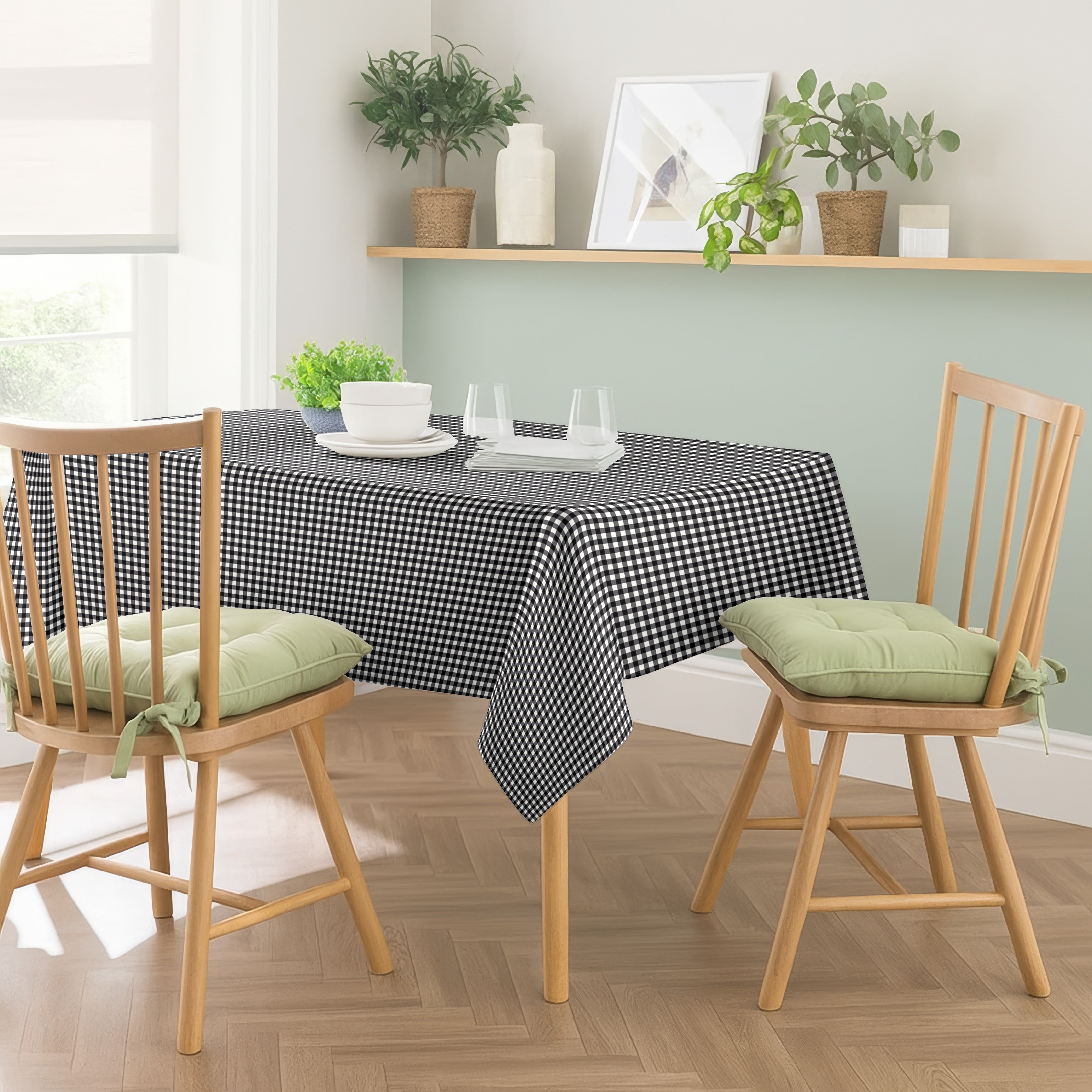 GINGHAM CHECKS CHARCOAL TABLE CLOTH
