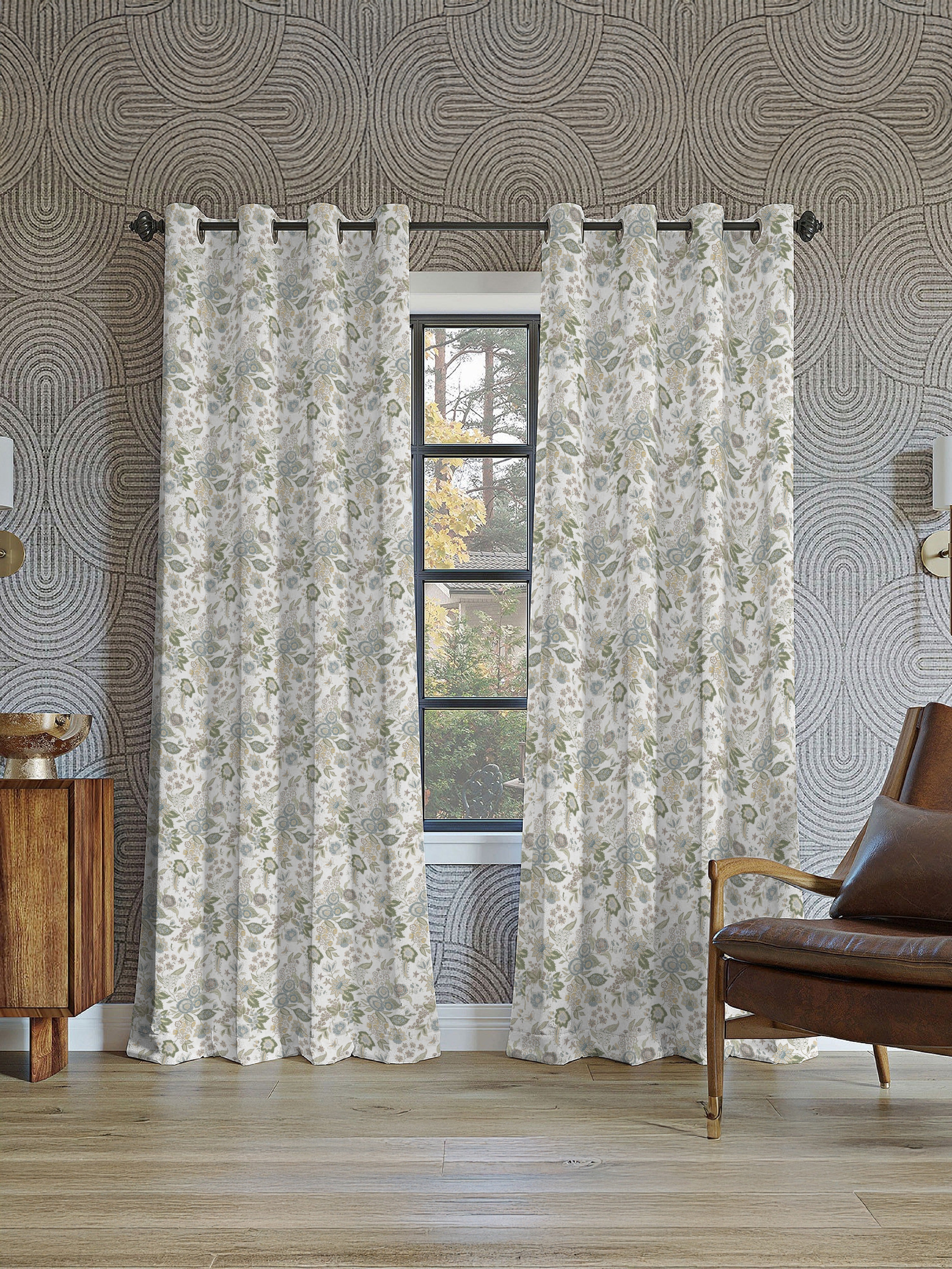 ASPEN MATTY GREY PRINTED ROOM DARKENER CURTAIN