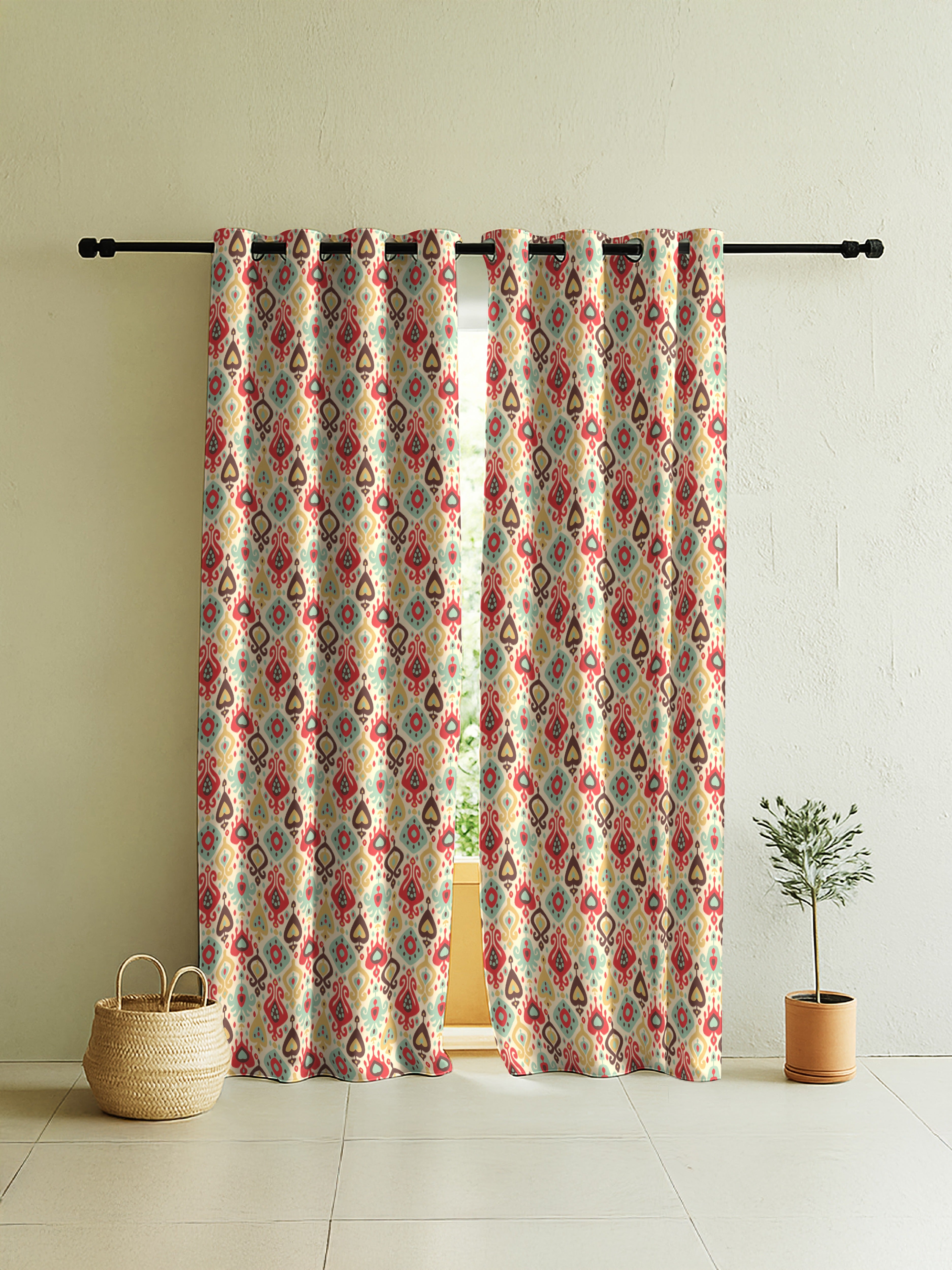 HAYDEN MATTY RED PRINTED ROOM DARKENER CURTAIN