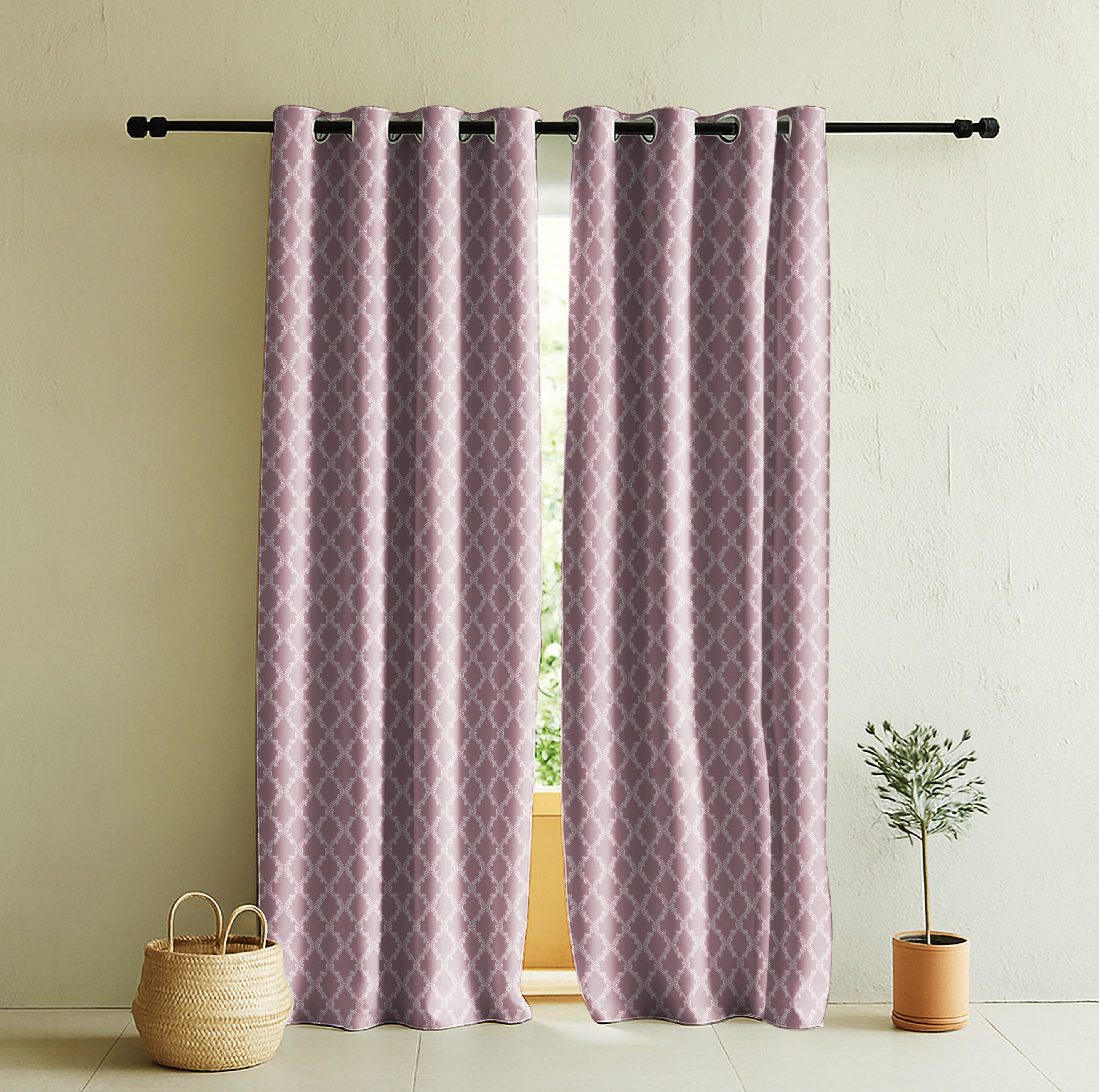 LAYLA ANTHEM PINK ROOM DARKENING PRINTED CURTAIN